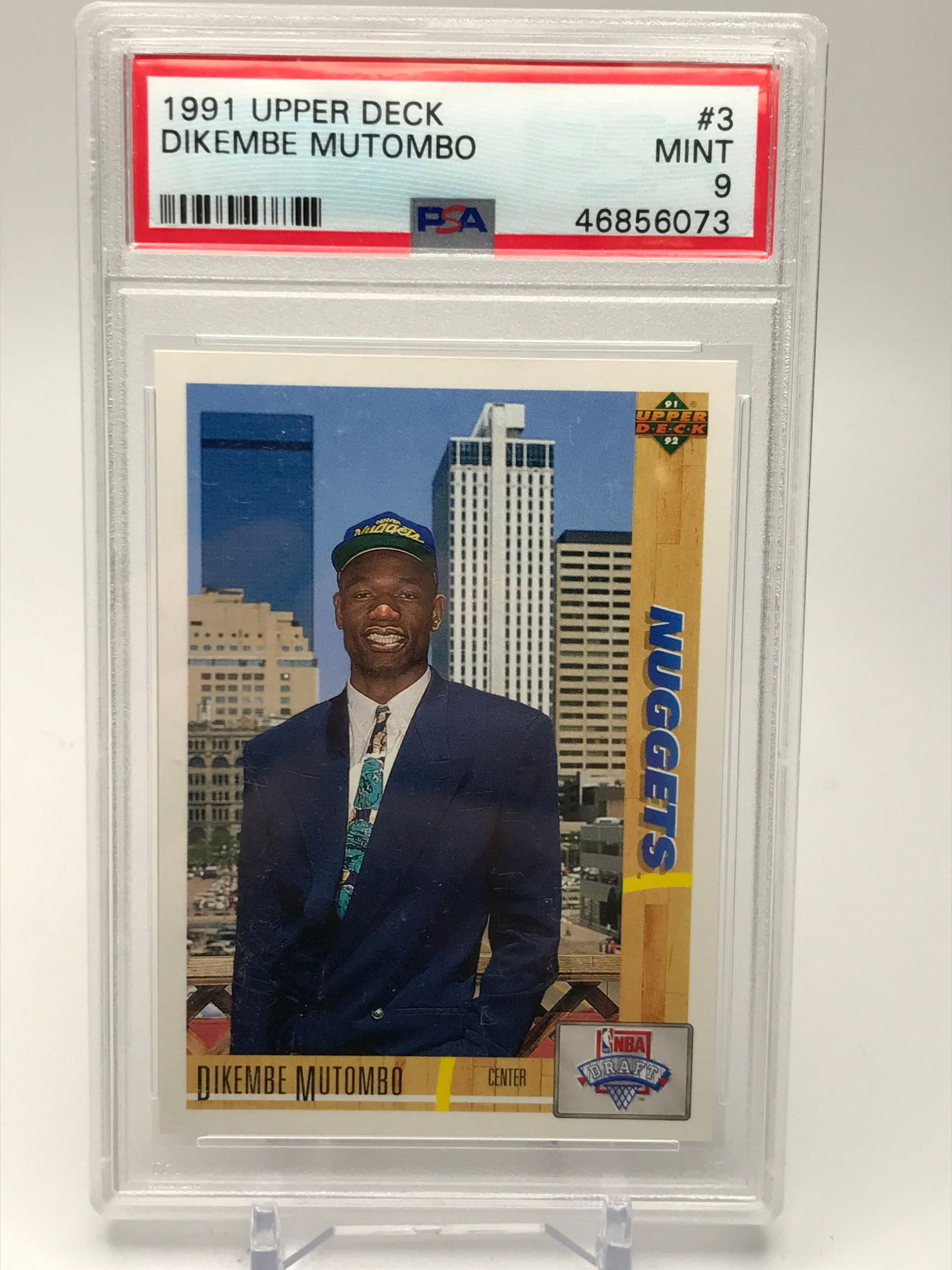 1991 UPPER DECK DIKEMBE MUTOMBO ROOKIE CARD (PSA 9) (1 of 1)