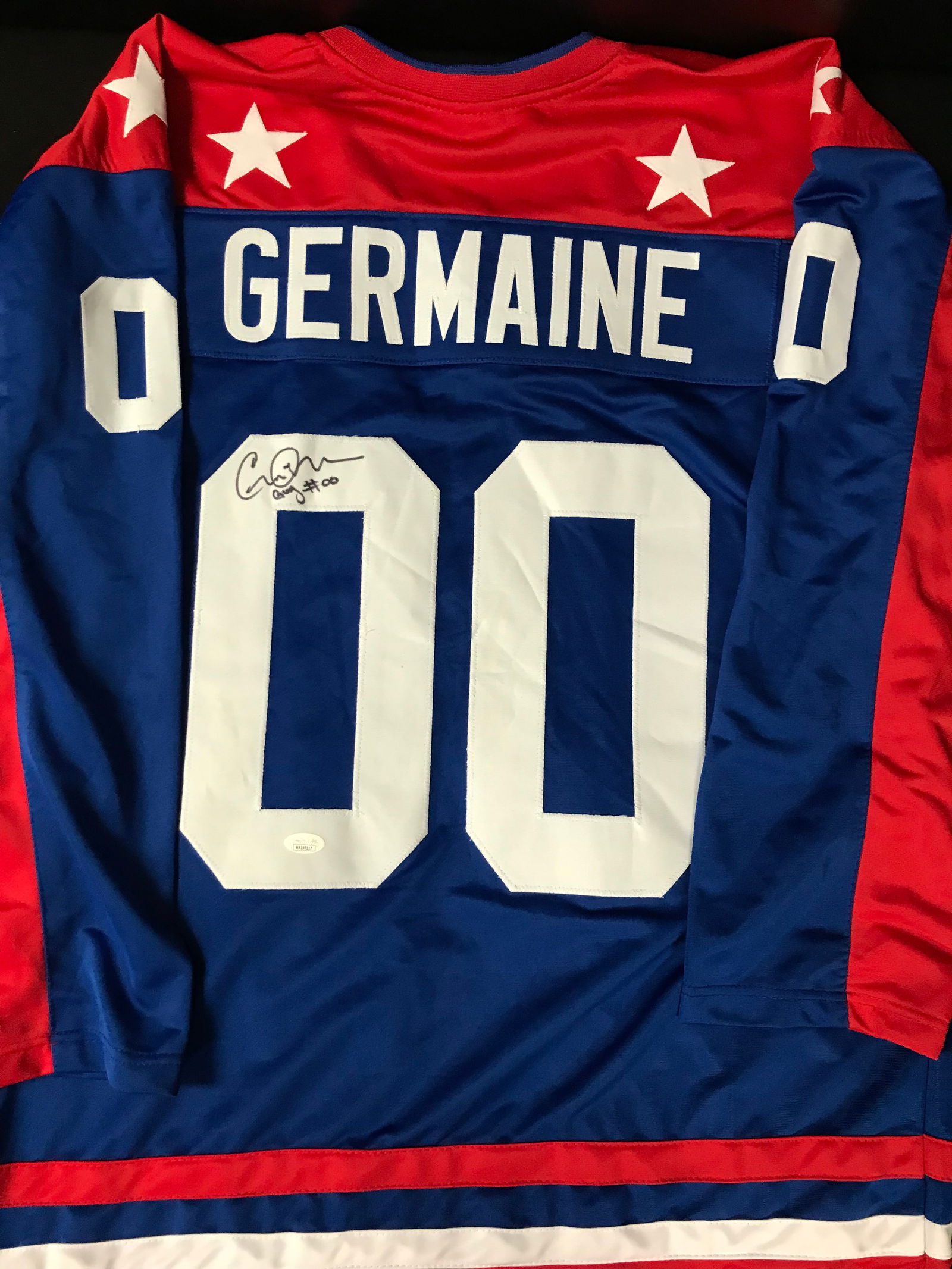 GUY GERMAINE SIGNED MIGHTY DUCKS TEAM USA JERSEY JSA COA (1 of 3)