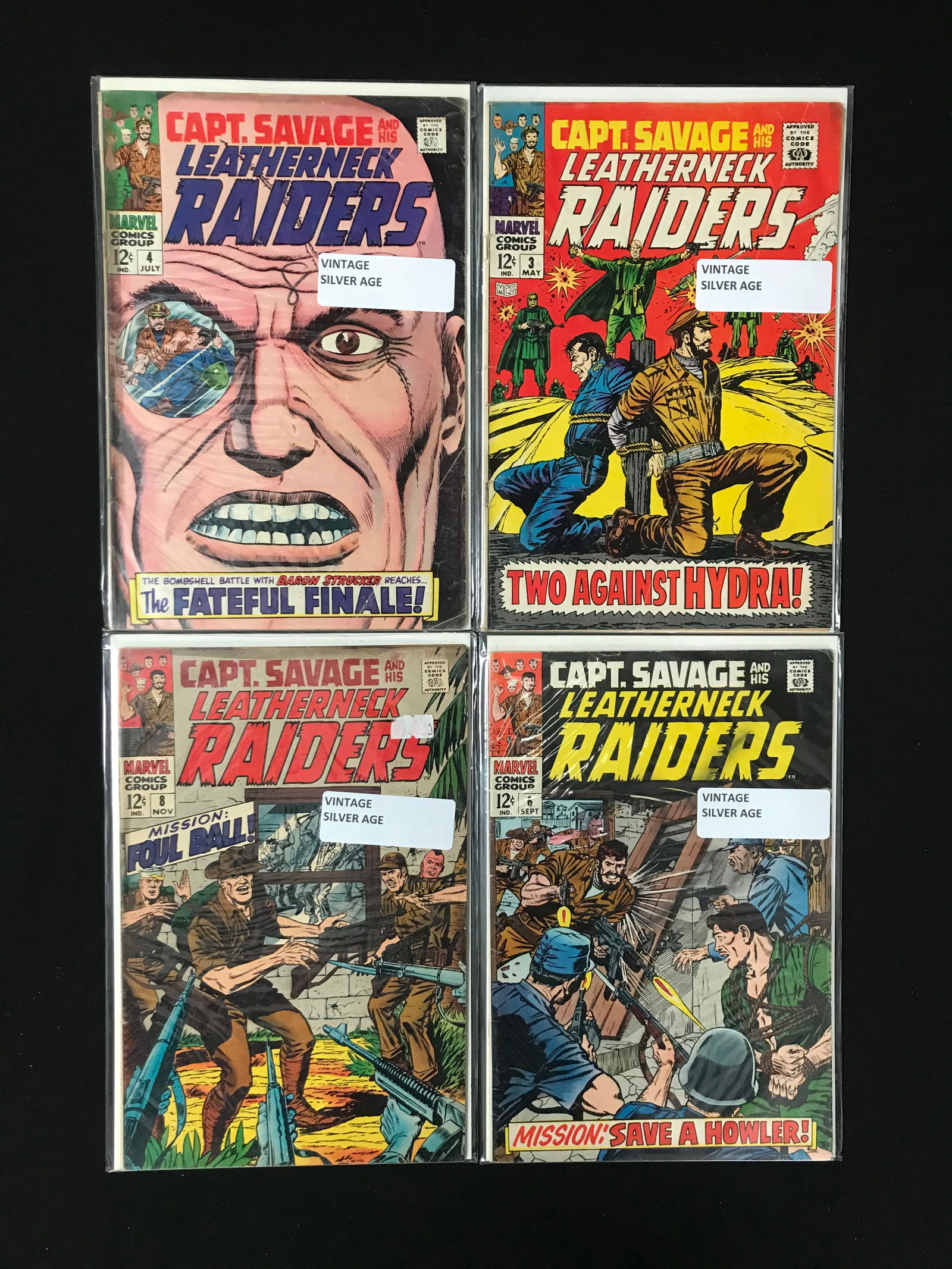 LOT OF 4 VINTAGE CAPTAIN SAVAGE AND HIS LEATHERNECK RAIDERS COMICS (MARVEL COMICS) (1 of 1)