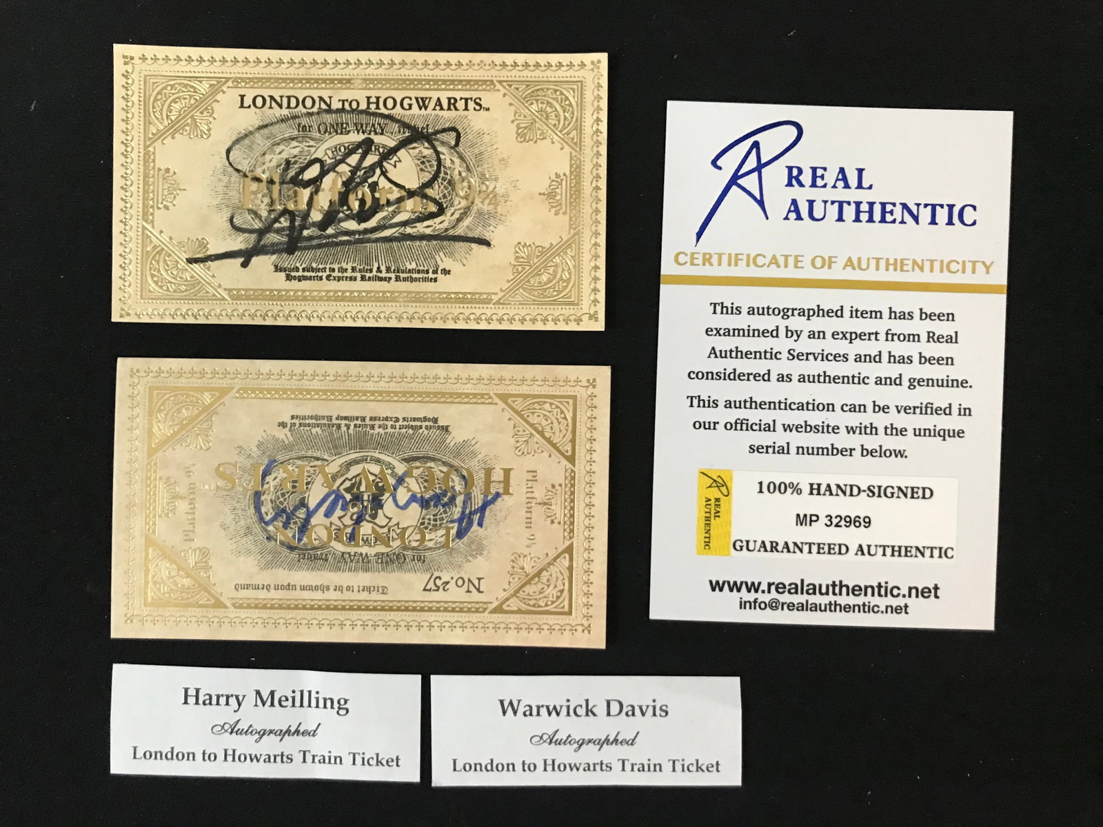 HARRY MEILLING AND WARWICK DAVIS SIGNED LONDON TO HOGWARTS TRAIN TICKETS (REAL AUTHENTIC COA): Prices are in Canadian dollars