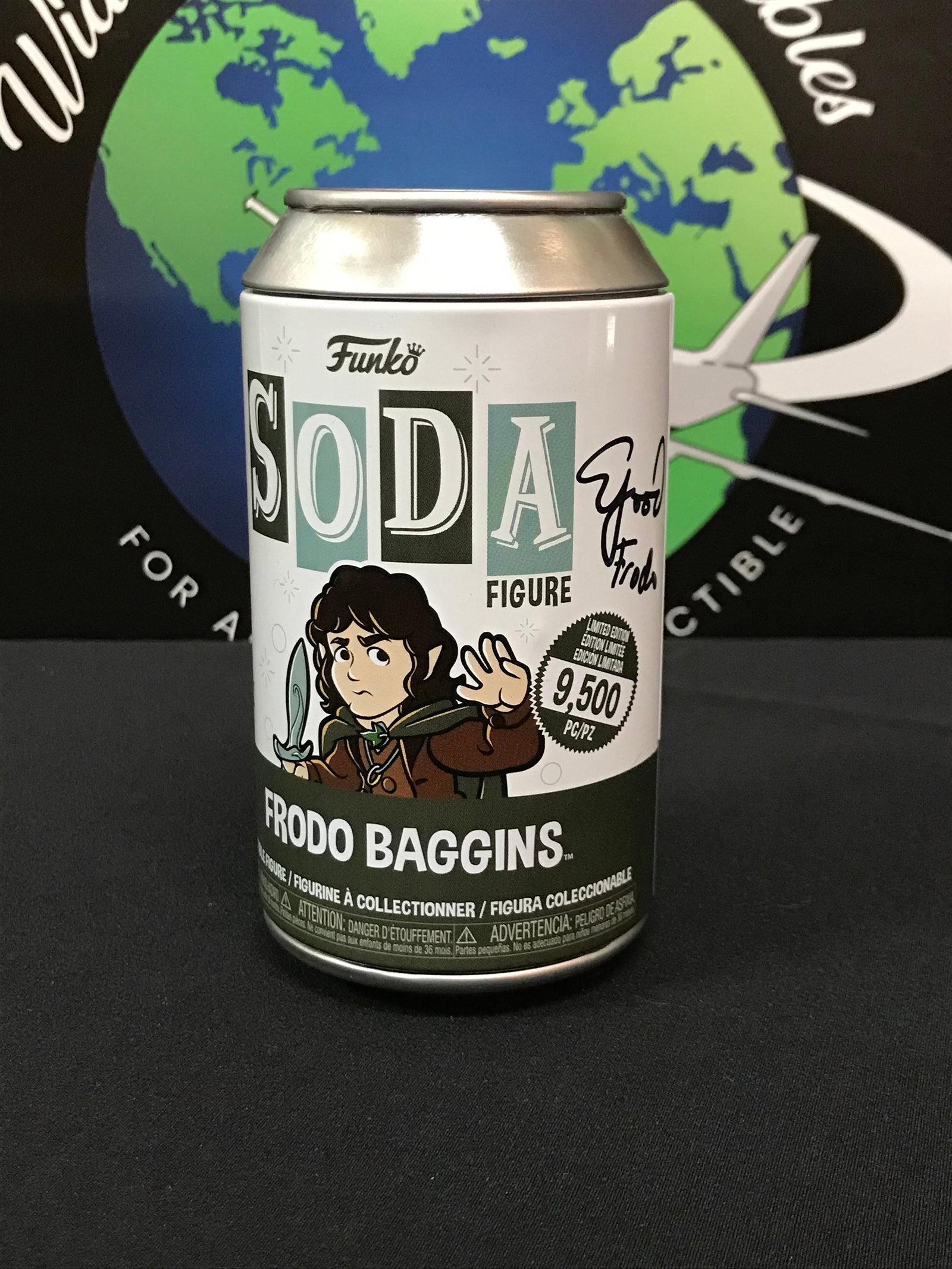ELIJAH WOOD SIGNED "FRODO BAGGINS" FUNKO SODA CAN (WWOC COA): Prices are in Canadian dollars