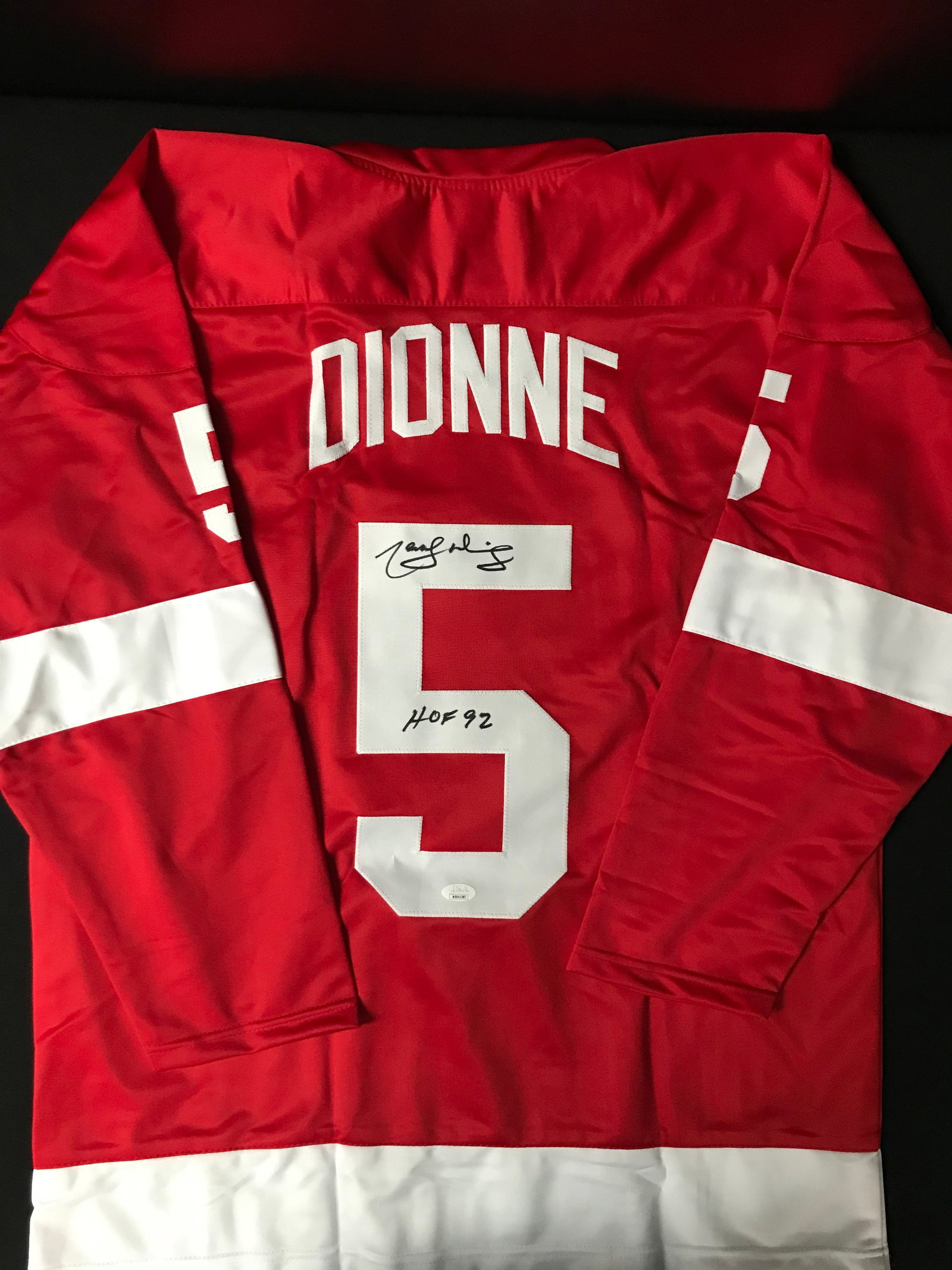 MARCEL DIONNE SIGNED DETROIT RED WINGS JERSEY (JSA COA): Prices are in Canadian dollars