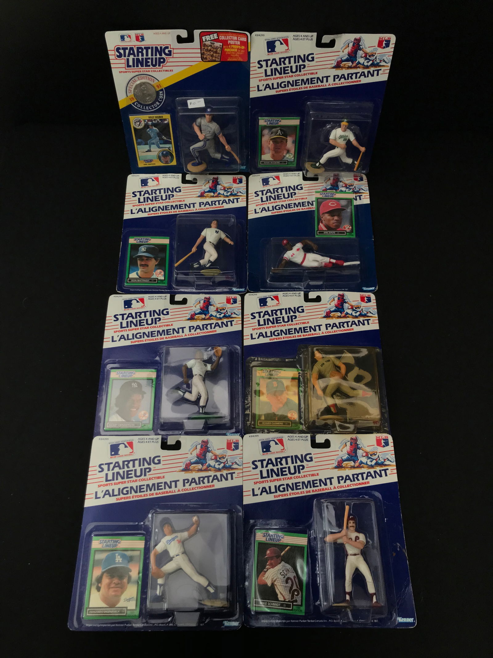 LOT OF 8 MLB STARTING LINEUP ACTION FIGURES AND CARDS (1 of 1)
