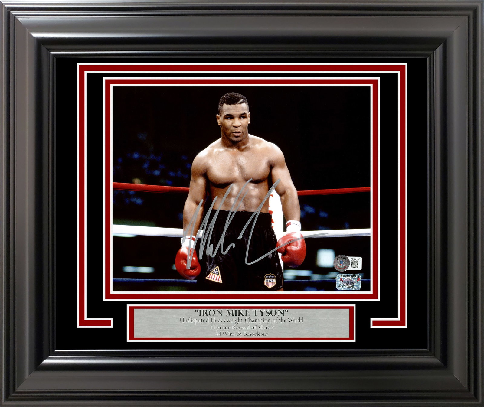 MIKE TYSON SIGNED AND CUSTOM FRAMED "IRON MIKE TYSON" PHOTO (BECKETT COA) (1 of 2)