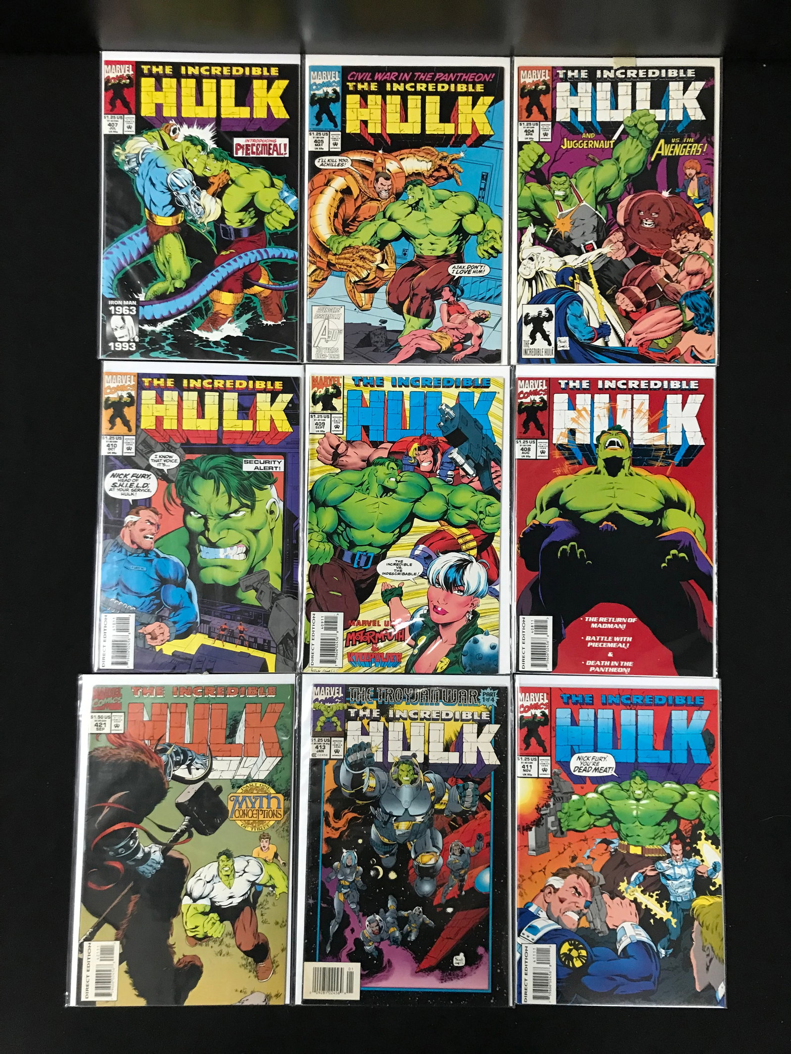 LOT OF 9 THE INCREDIBLE HULK COMICS (MARVEL COMICS): Prices are in Canadian dollars