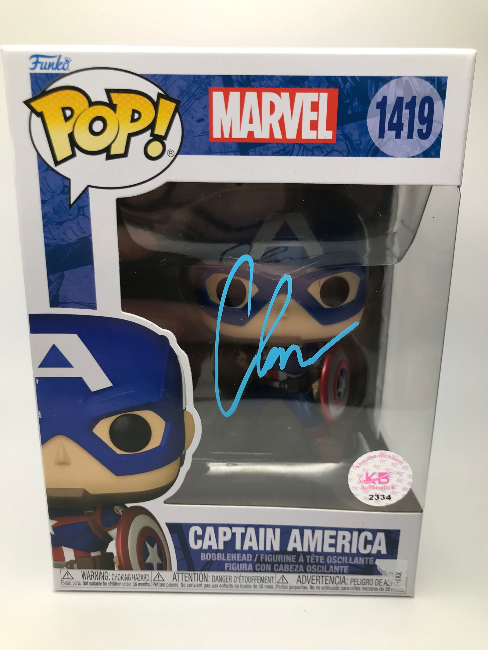 CHRIS EVANS SIGNED "CAPTAIN AMERICA" FUNKO POP! (KB AUTHENTIC COA) (1 of 2)