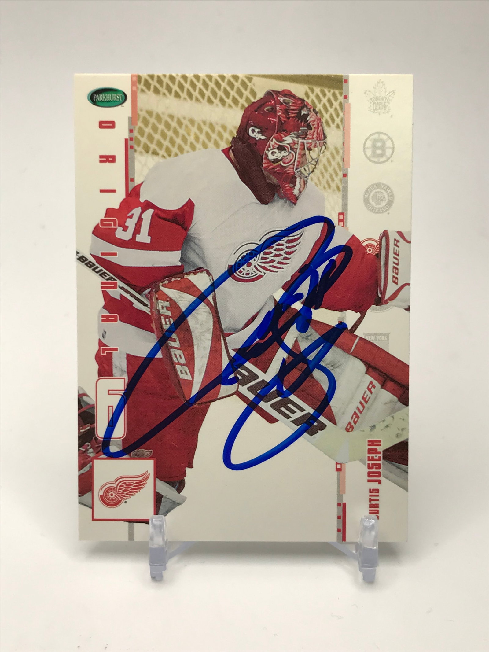2003 CURTIS JOSEPH SIGNED PARKHURST CARD (GCG COA): Prices are in Canadian dollars