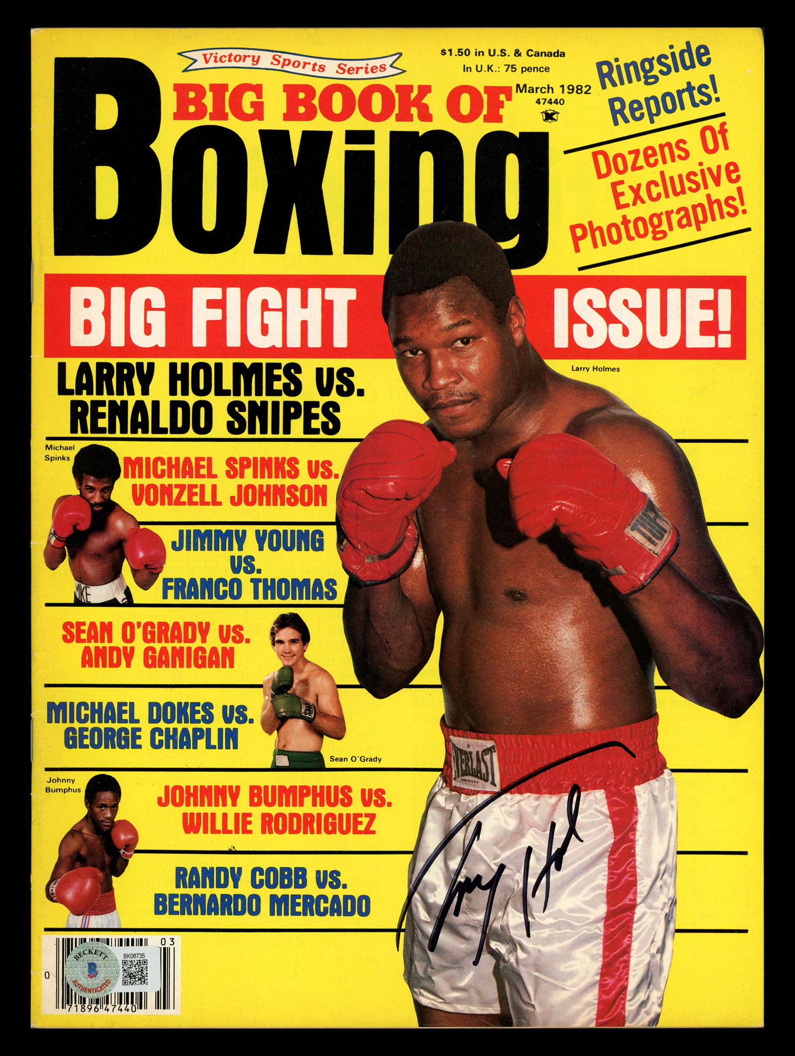 LARRY HOLMES SIGNED BIG BOOK OF BOXING BECKETT COA (1 of 1)