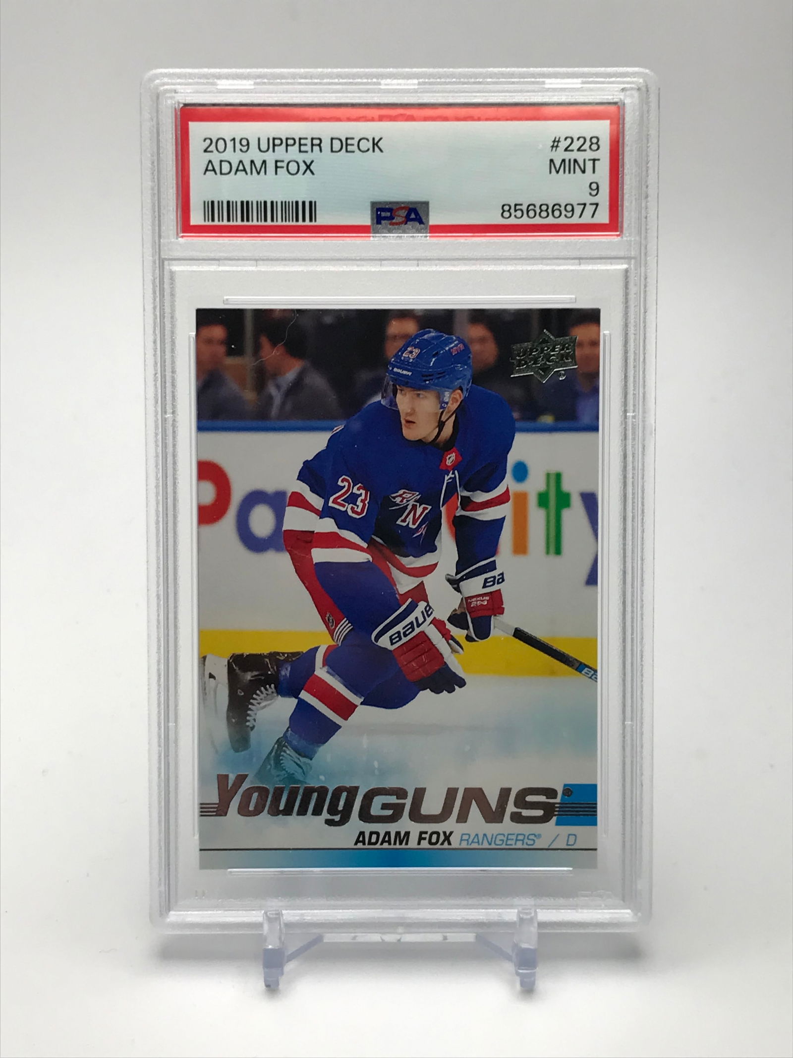 2019 ADAM FOX UPPER DECK YOUNG GUNS CARD (PSA GRADED 9) (1 of 1)