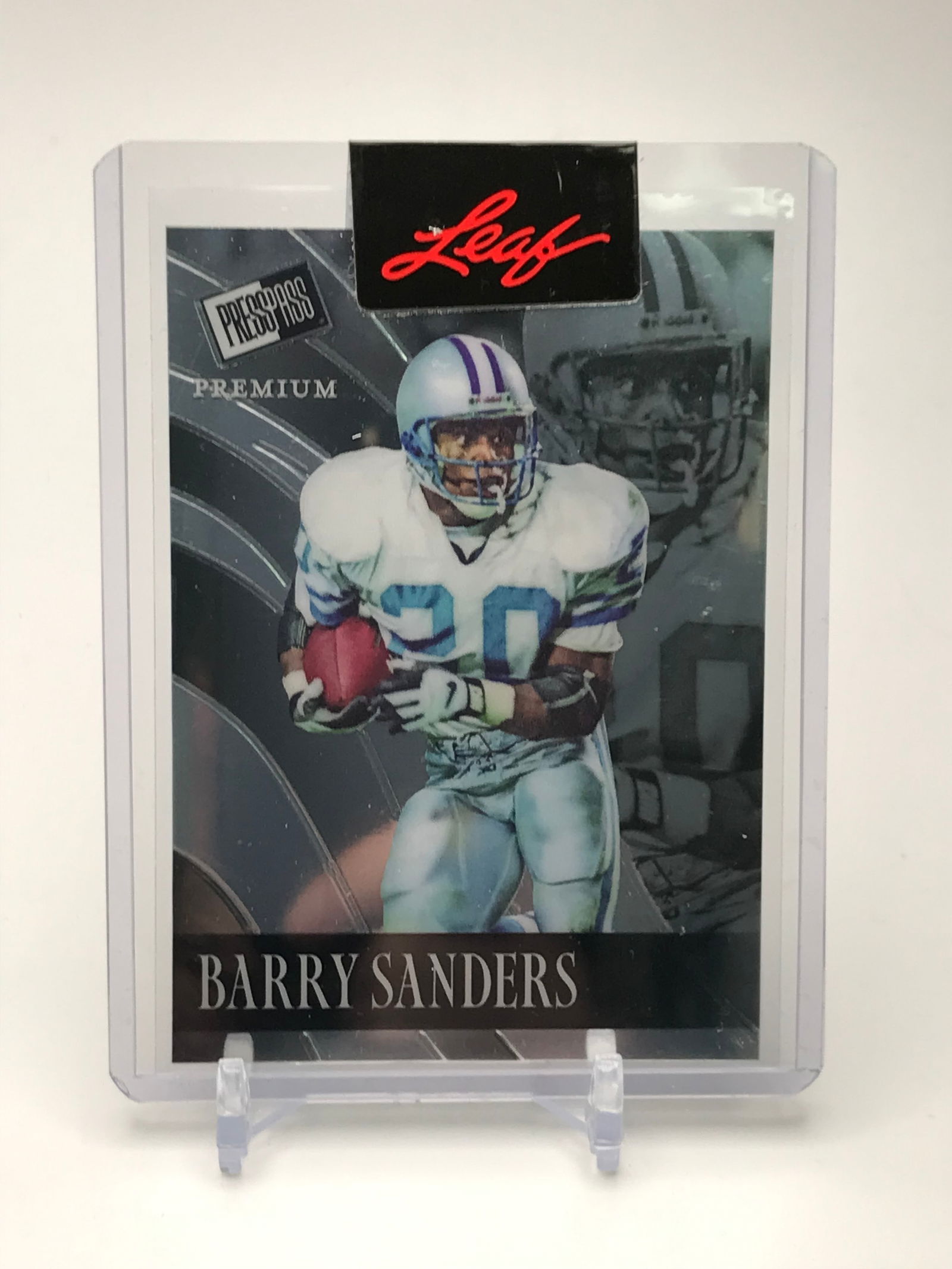 BARRY SANDERS LEAF PRESS PASS PREMIUM 1/1 PRE-PRODUCTION PROOF (1 of 2)