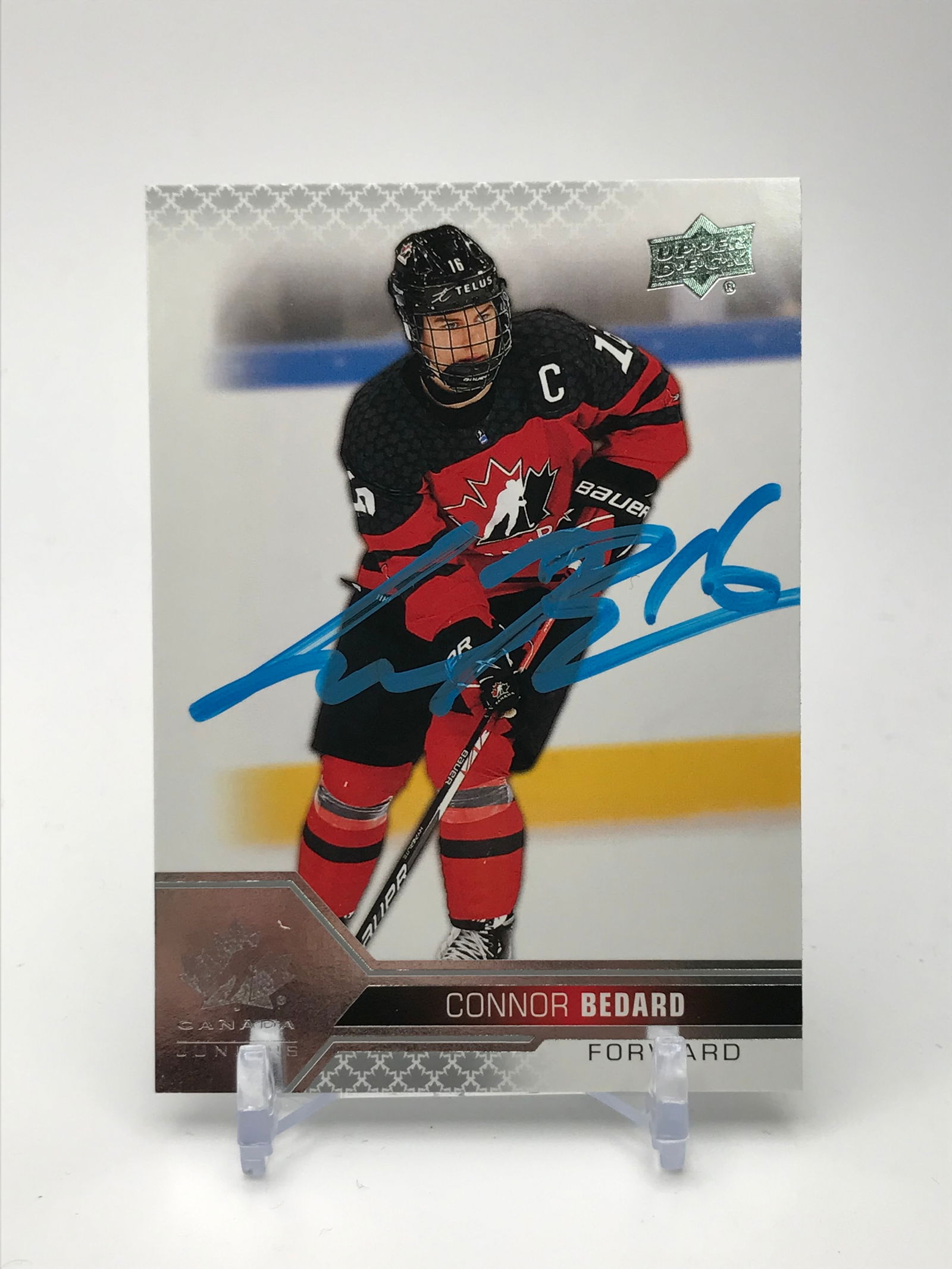 2022 CONNOR BEDARD SIGNED UPPER DECK TEAM CANADA CARD (1 of 2)