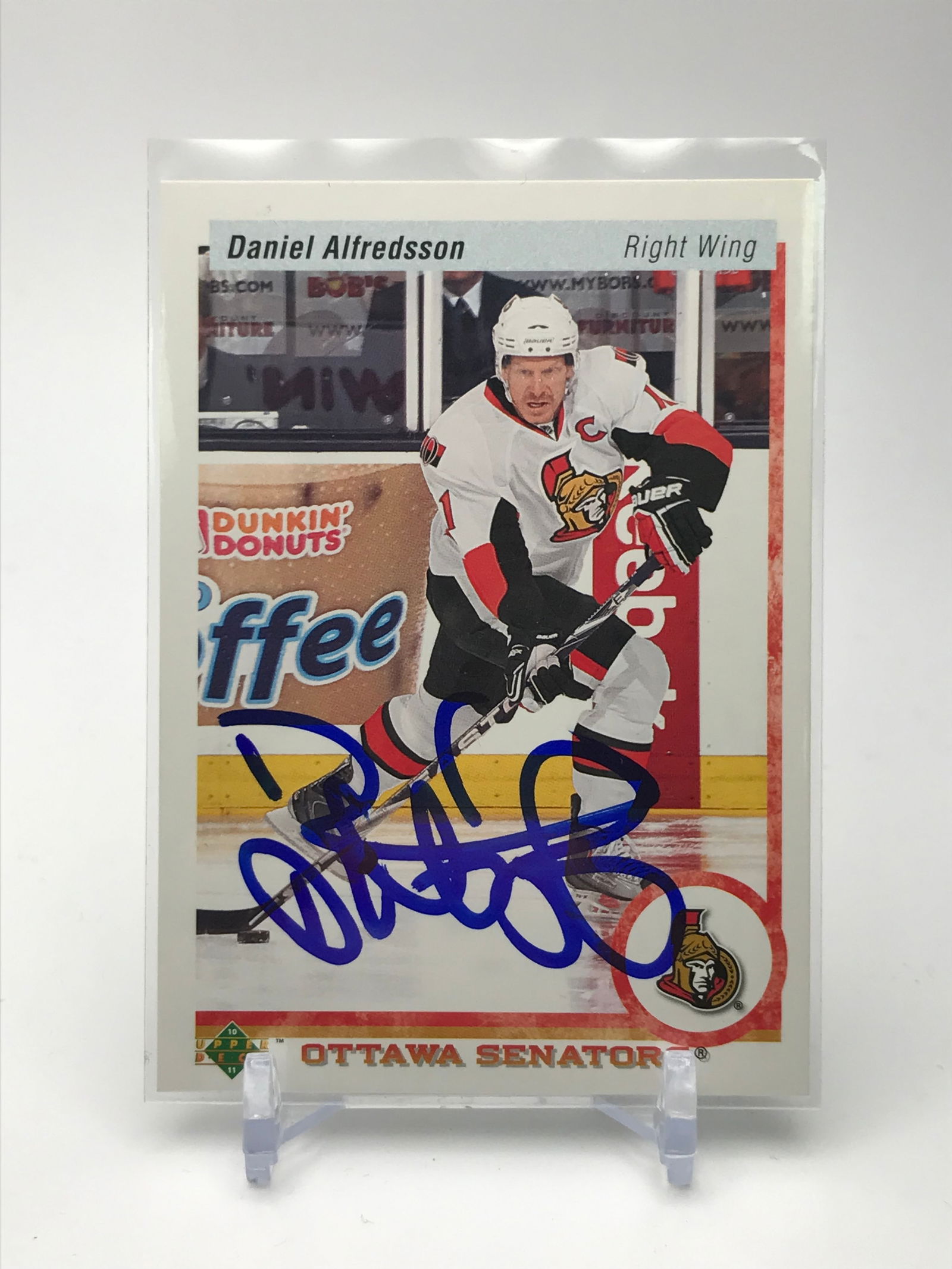 2010 DANIEL ALFREDSSON SIGNED UPPER DECK CARD GCG COA (1 of 2)
