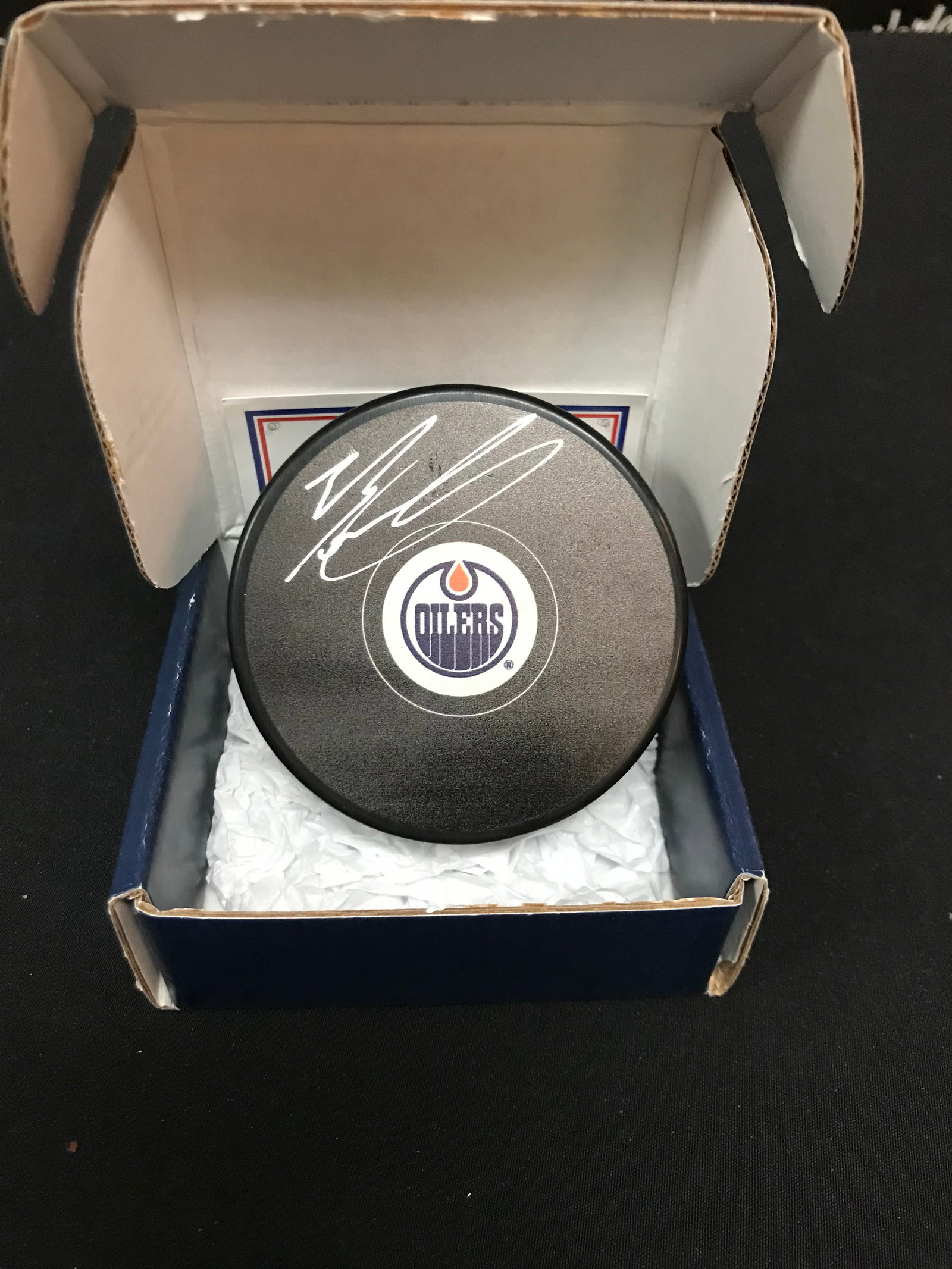 EVAN BOUCHARD SIGNED EDMONTON OILERS HOCKEY PUCK (FANATICS COA): Prices are in Canadian dollars