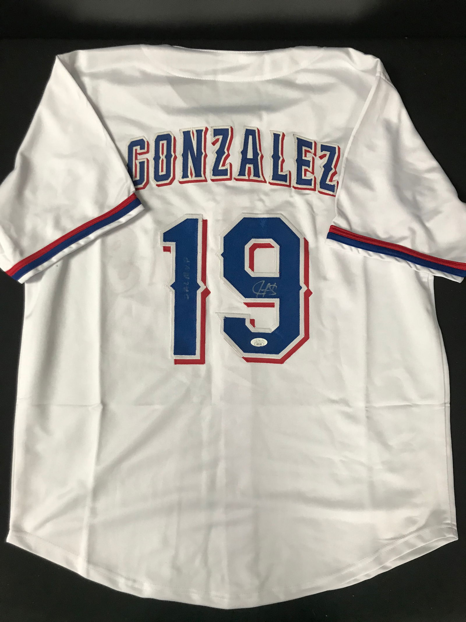 JUAN GONZALES SIGNED TEXAS RANGERS JERSEY JSA COA (1 of 2)