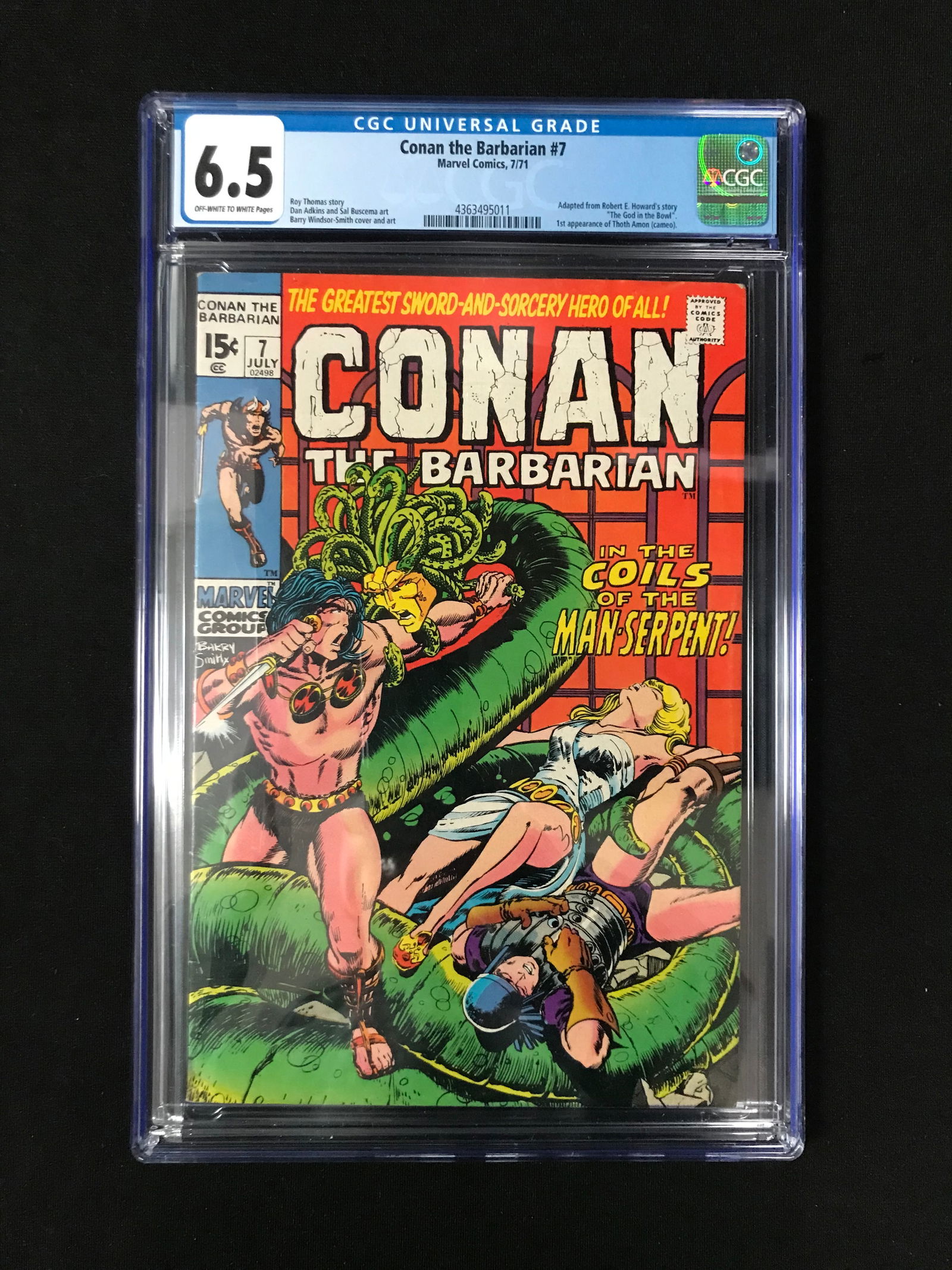 MARVEL COMICS NO.7 CONAN CGC GRADED 6.5 (1 of 1)