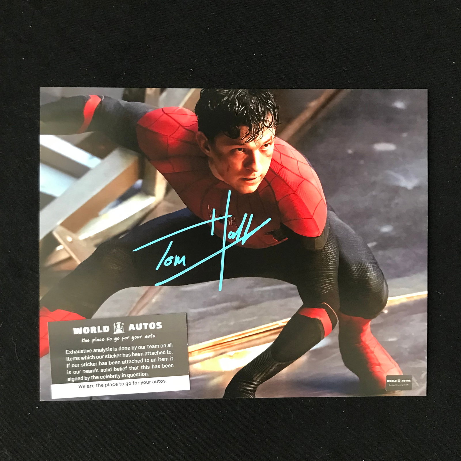 TOM HOLLAND SIGNED "SPIDERMAN" 8X10 PHOTO (WORLD AUTOS COA): Prices are in Canadian dollars