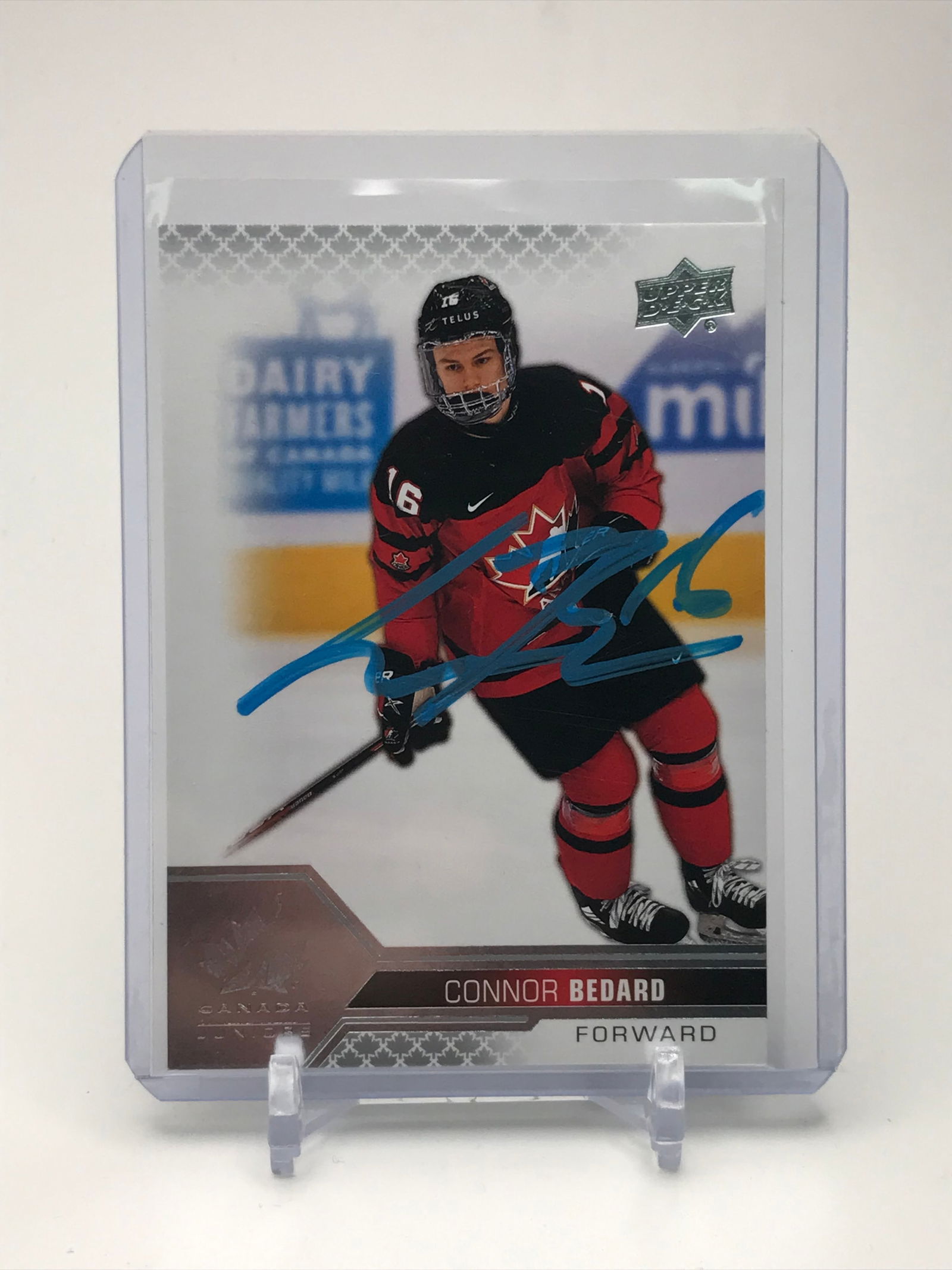 2022 CONNOR BEDARD SIGNED UPPER DECK TEAM CANADA CARD NO. 2 (1 of 2)