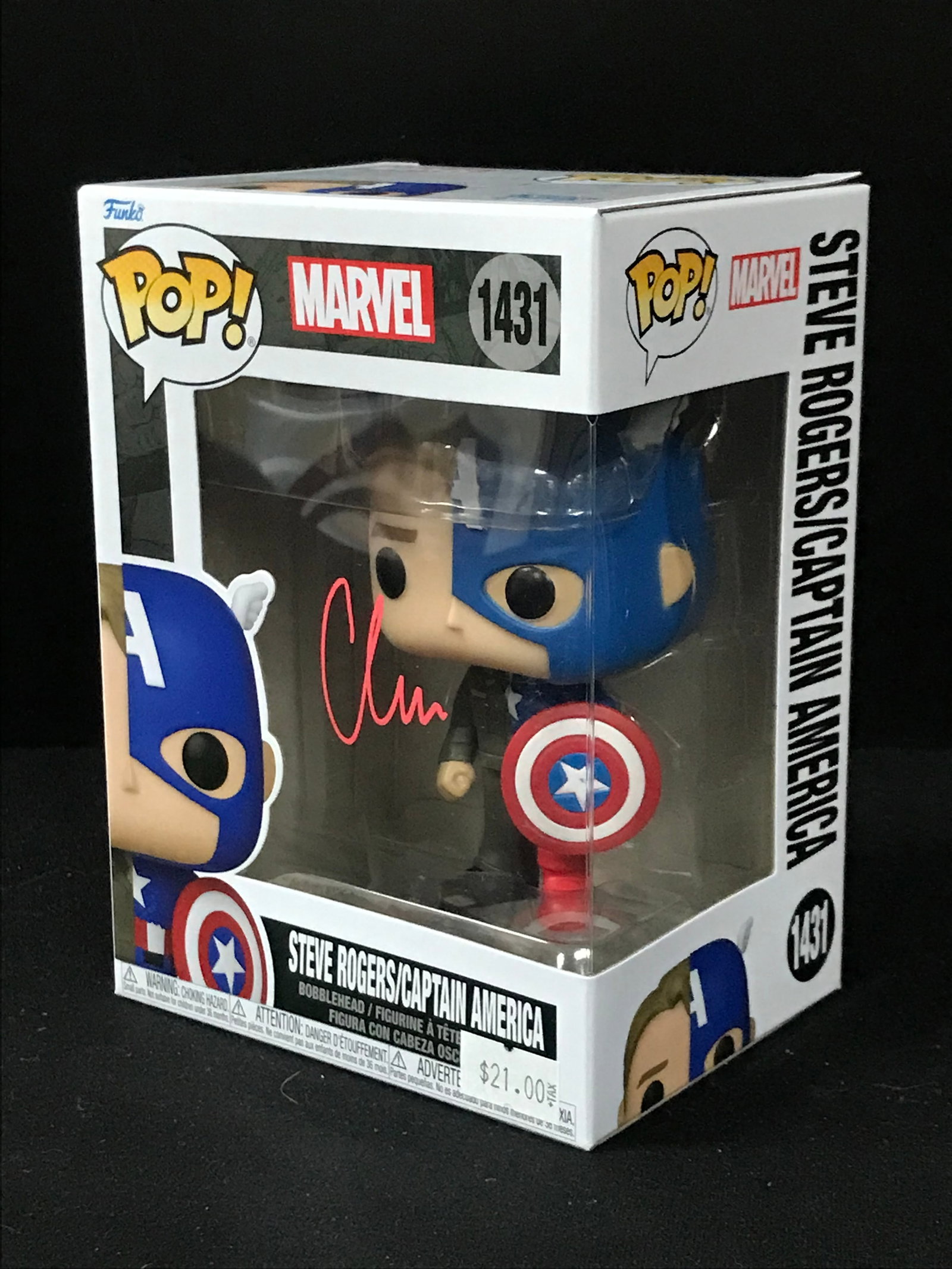 CHRIS EVANS SIGNED "CAPTAIN AMERICA" FUNKO POP!: Prices are in Canadian dollars