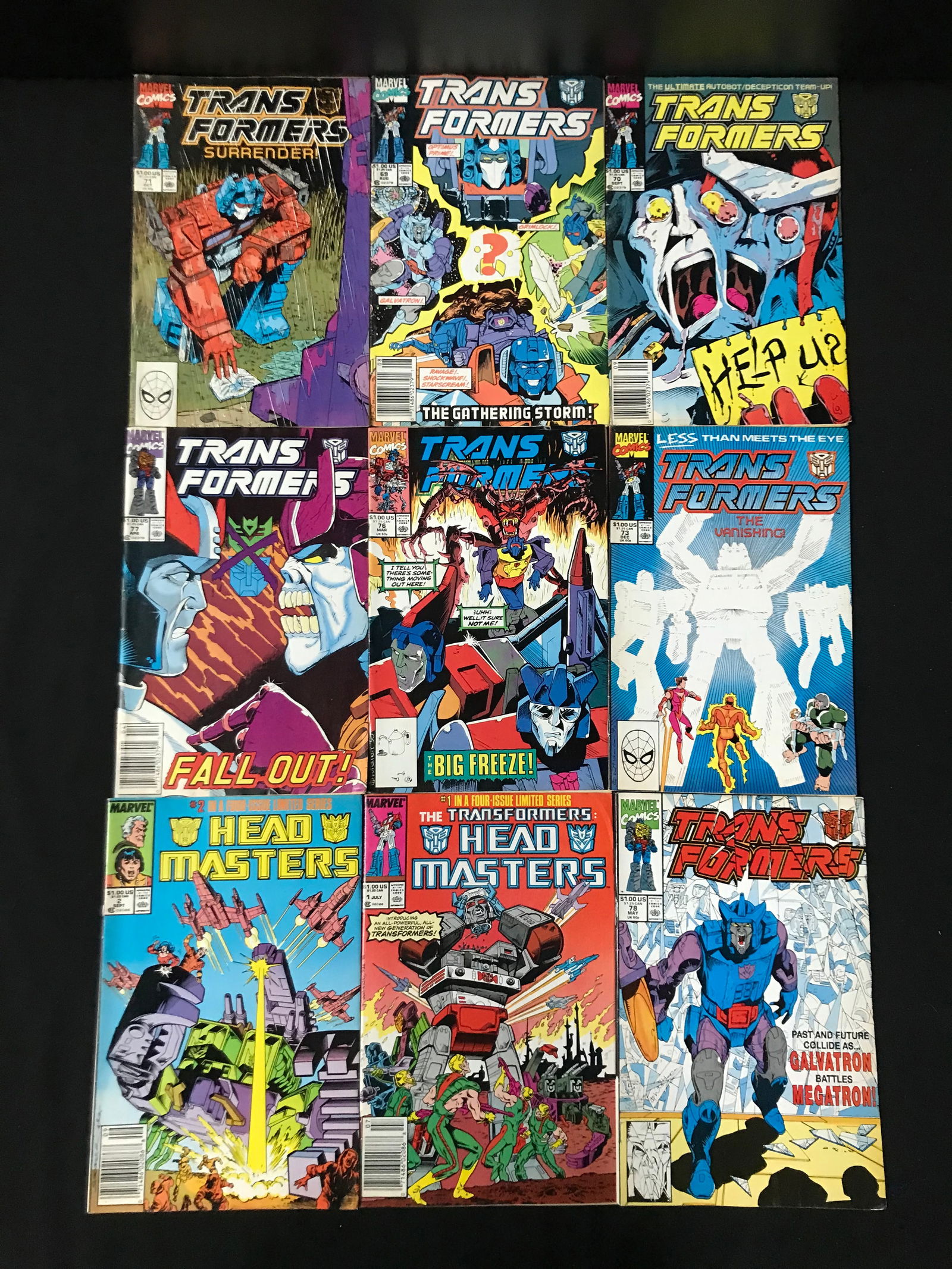 LOT OF 9 TRANSFORMERS COMICS (MARVEL COMICS) (1 of 1)