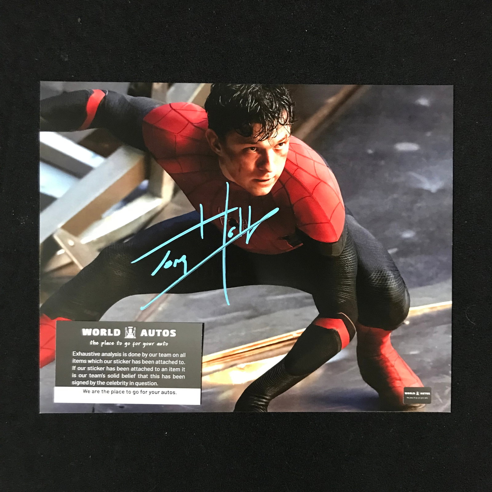 TOM HOLLAND SIGNED SPIDERMAN 8X10 (WORLD AUTOS COA): Prices are in Canadian dollars