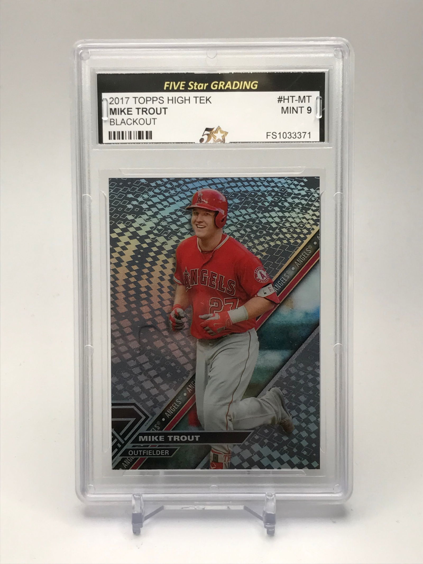2017 TOPPS HIGH TEK MIKE TROUT ENCASED CARD - 5 STAR GRADING 9 (1 of 2)