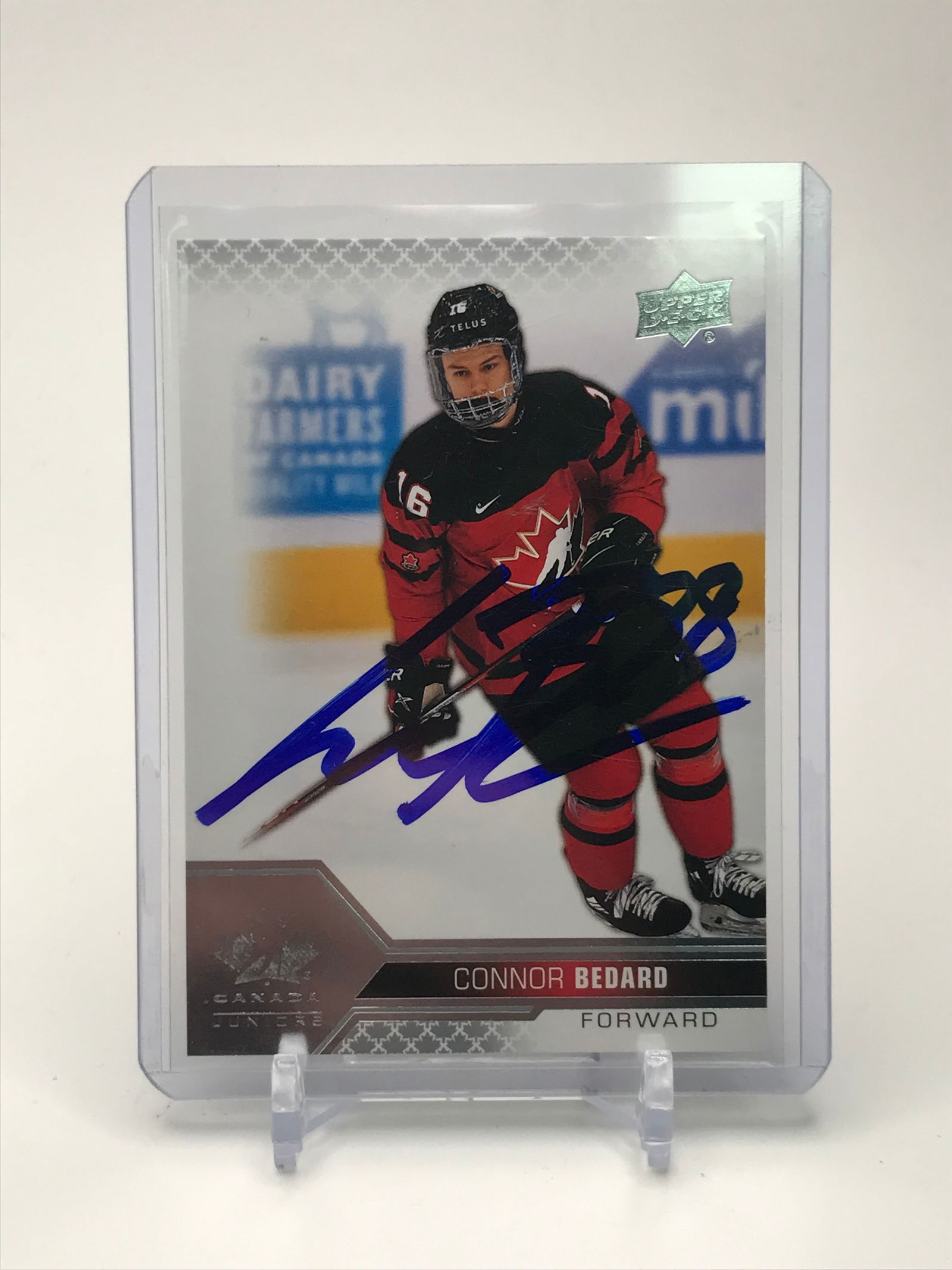 2022 CONNOR BEDARD SIGNED UPPER DECK TEAM CANADA CARD NO. 2 (1 of 2)