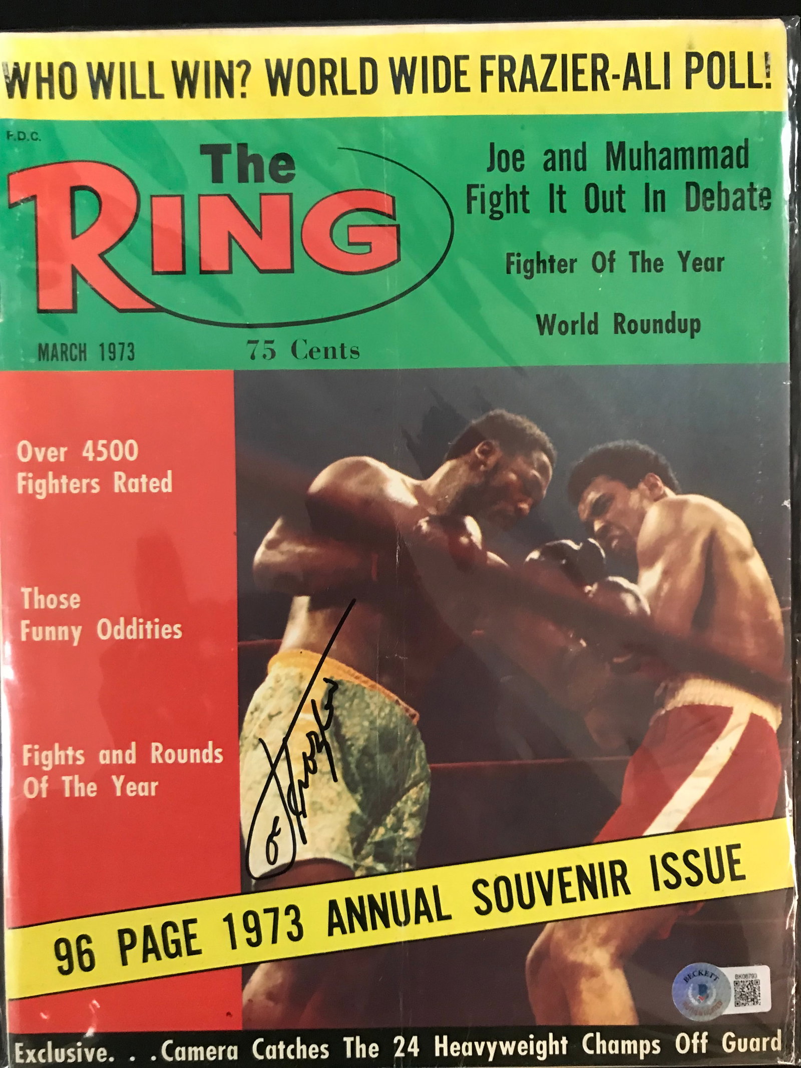 JOE FRAZIER SIGNED RING MAGAZINE (BECKETT COA): Prices are in Canadian dollars
