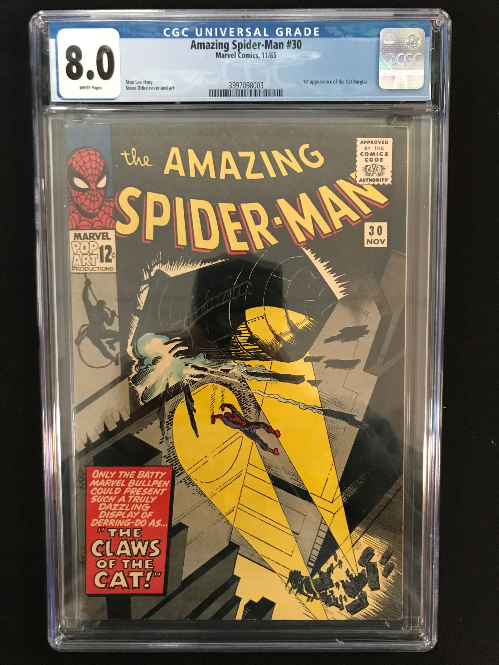 MARVEL COMICS NO.30 THE AMAZING SPIDERMAN CGC GRADED 8.0(1ST APP OF THE CAT BURGLAR (1 of 1)