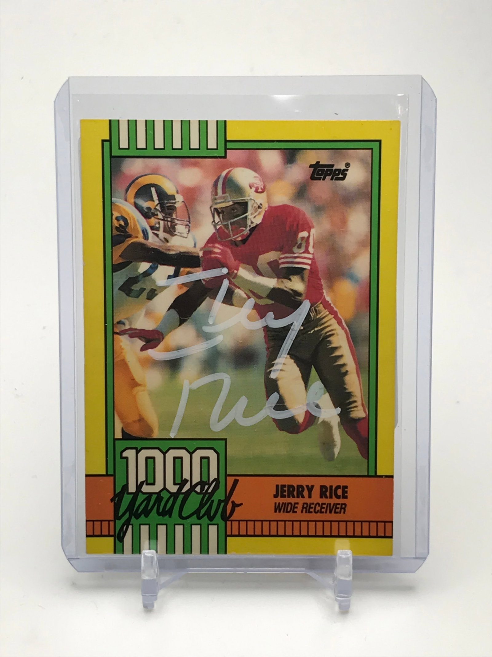 1990 JERRY RICE SIGNED TOPPS CARD (COA PROS COA) (1 of 2)