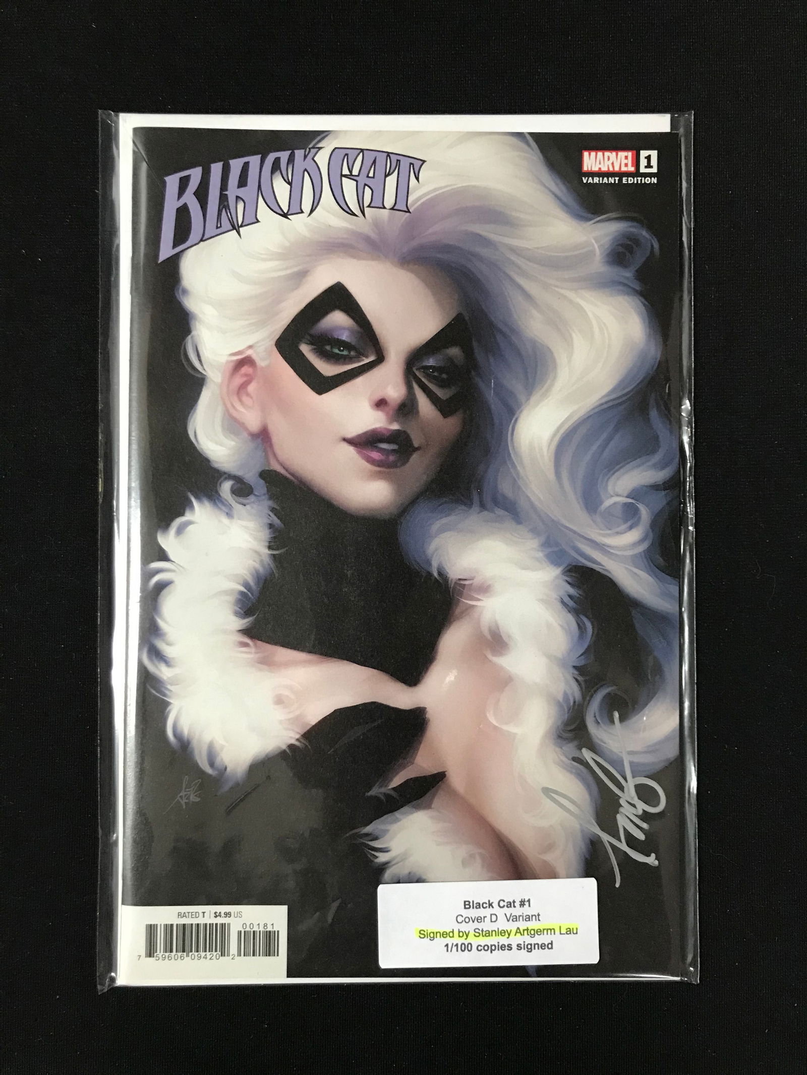 MARVEL COMICS NO.1 BLACK CAT COVER D VARIANT SIGNED BY STANLEY ARTGERM 1/100 COPIES (1 of 1)