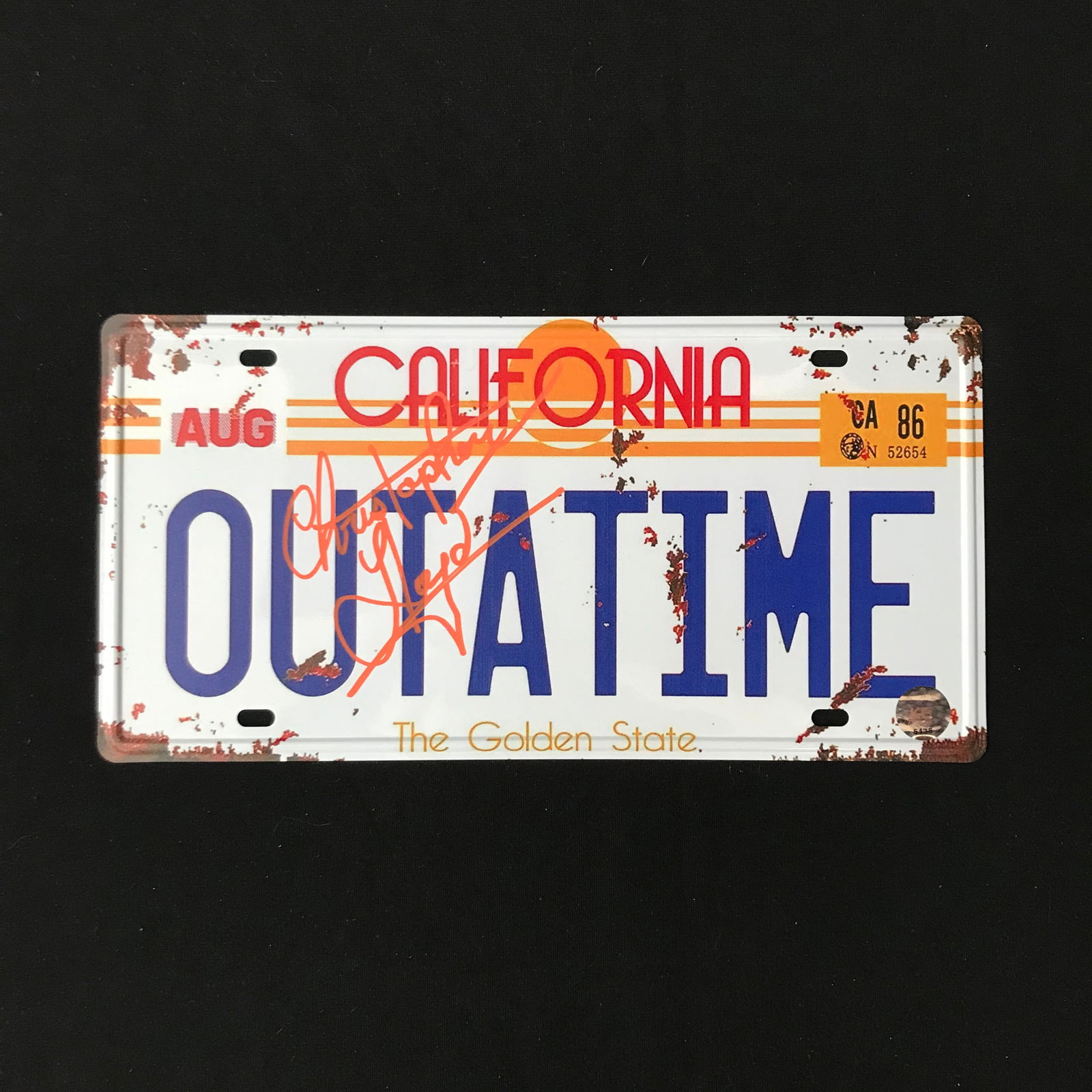 CHRISTOPHER LLOYD SIGNED BACK TO THE FUTURE LICENSE PLATE KB AUTHENTICS HOLO (1 of 1)