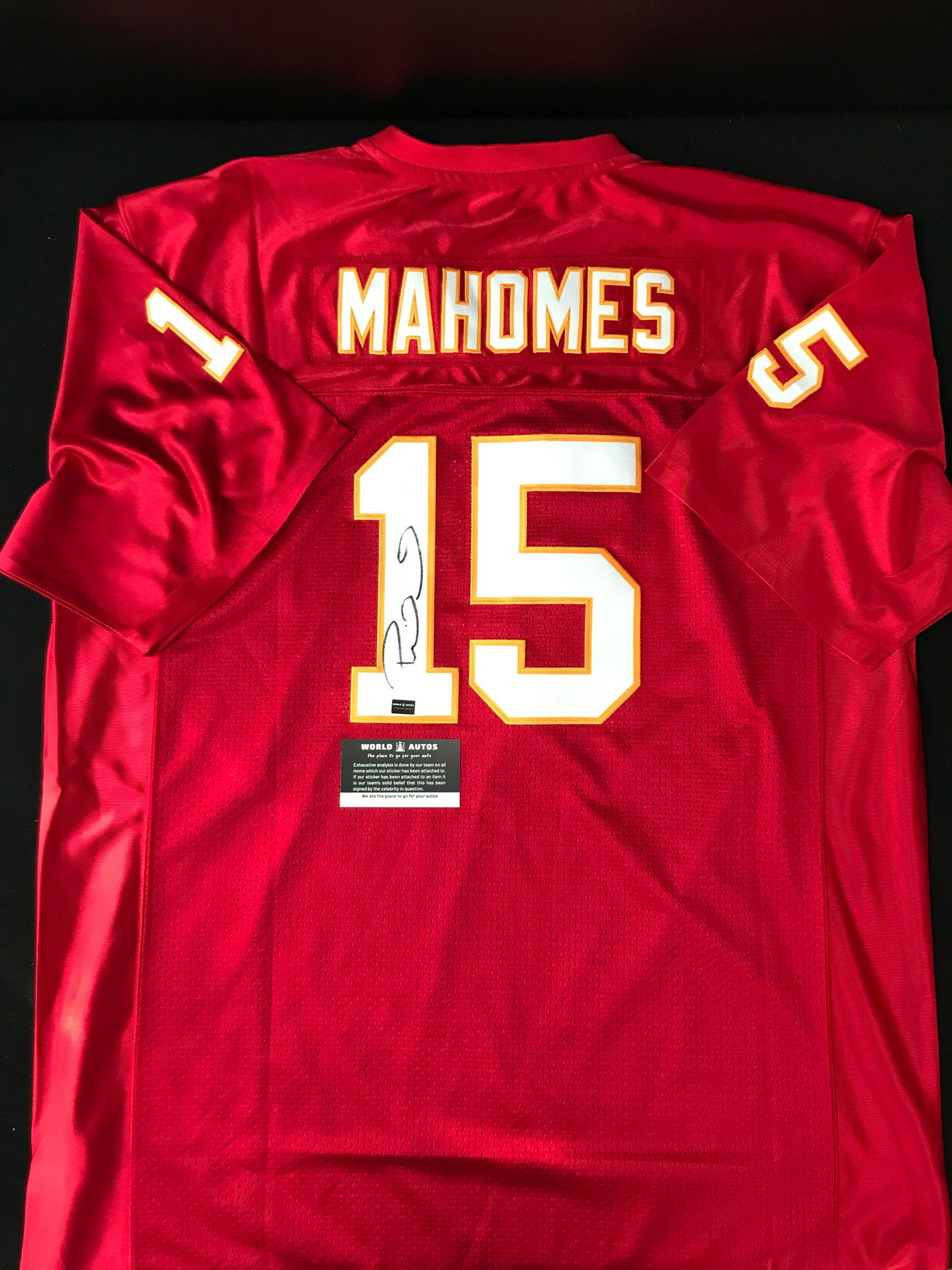 PATRICK MAHOMES SIGNED JERSEY WORLD AUTOS COA (1 of 3)