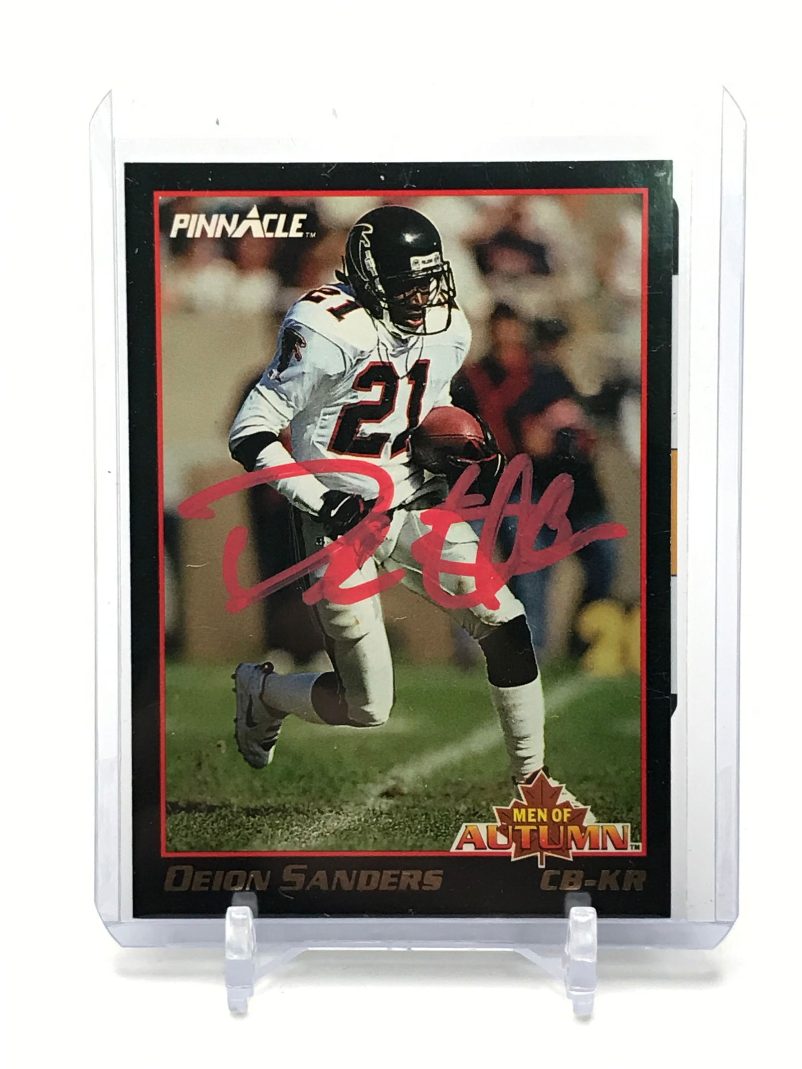 DEION SANDERS SIGNED PINNACLE CARD (COA PROS COA) (1 of 2)