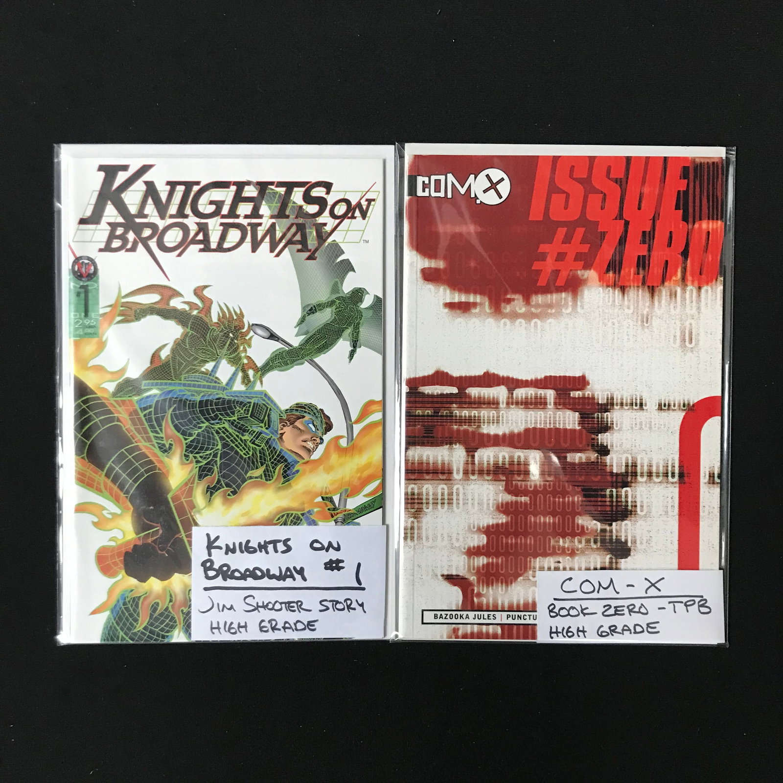 LOT OF 2 COMICS KNIGHTS ON BROADWAY #1 COM-X BOOK ZERO: Prices are in Canadian dollars