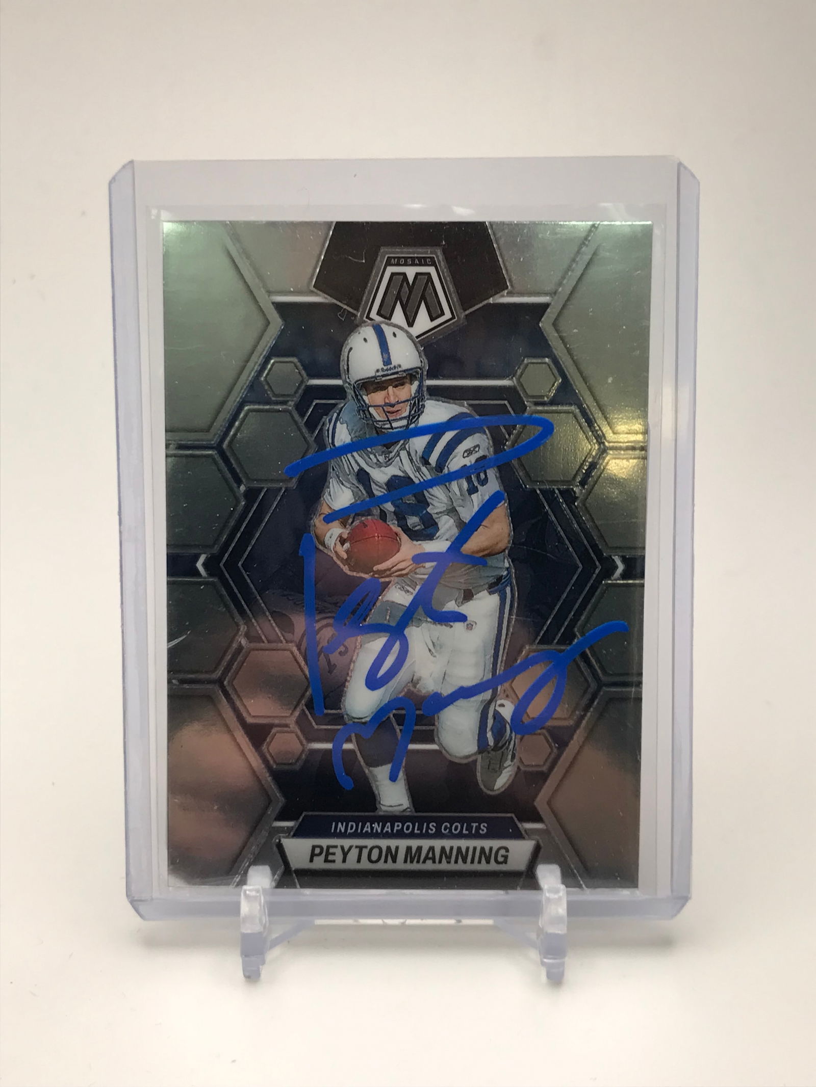 PAYTON MANNING SIGNED PANINI MOSAIC CARD NO. 100 (COA PROS COA) (1 of 2)