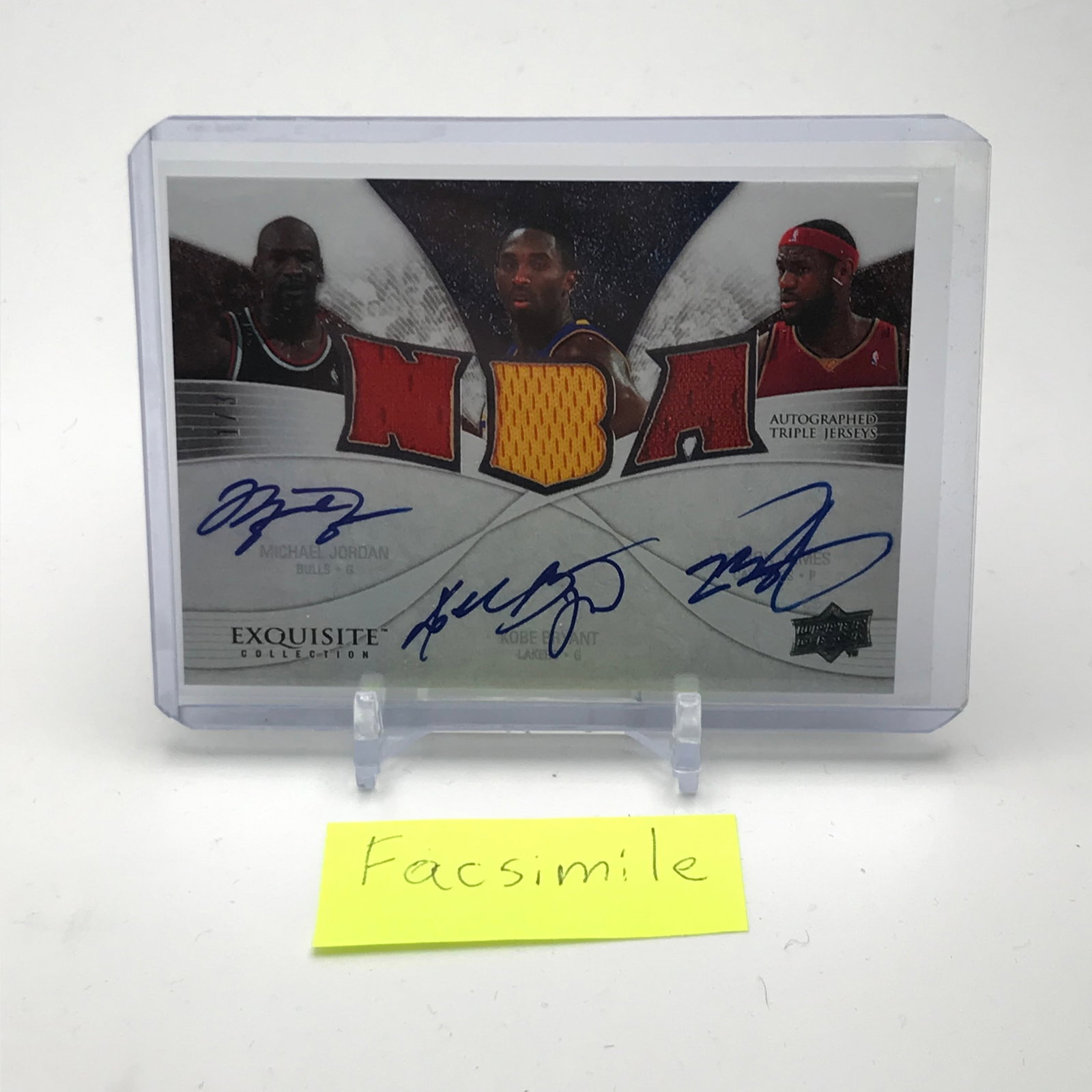 2007-08 MICHAEL JORDAN, KOBE BRYANT & LEBRON JAMES SIGNED UPPER DECK FACSIMILE (1 of 2)