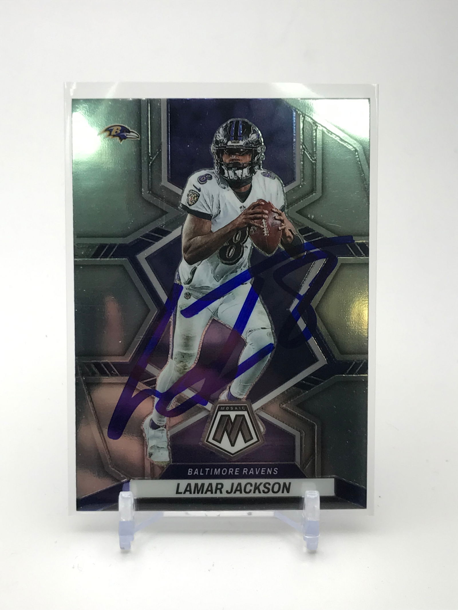 2022 LAMAR JACKSON SIGNED PANINI MOSAIC CARD NO. 13 (1 of 2)