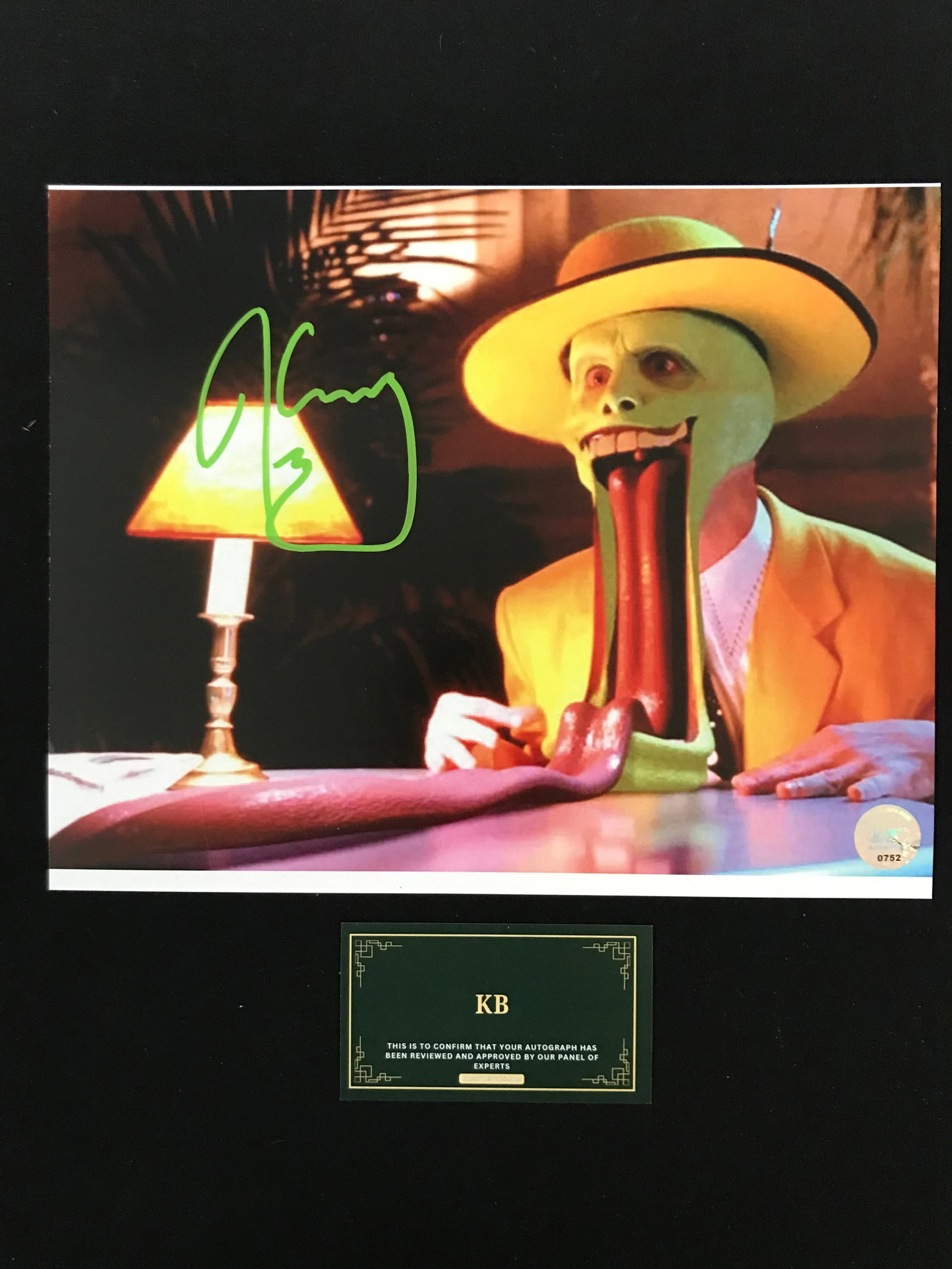 JIM CARREY SIGNED "THE MASK" 8X10 PHOTO (KB AUTHENTICS COA): Prices are in Canadian dollars