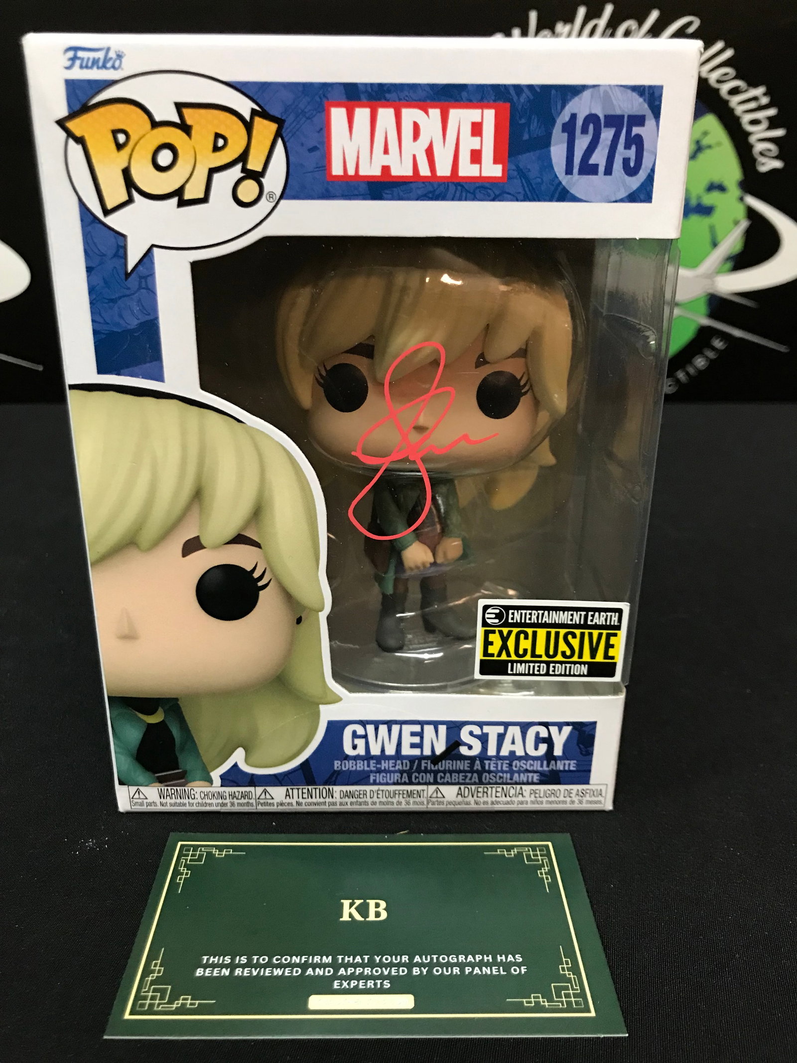 EMMA STONE SIGNED "GWEN STACY" FROM SPIDER-MAN FUNKO POP! (KB AUTENTICS COA): Prices are in Canadian dollars