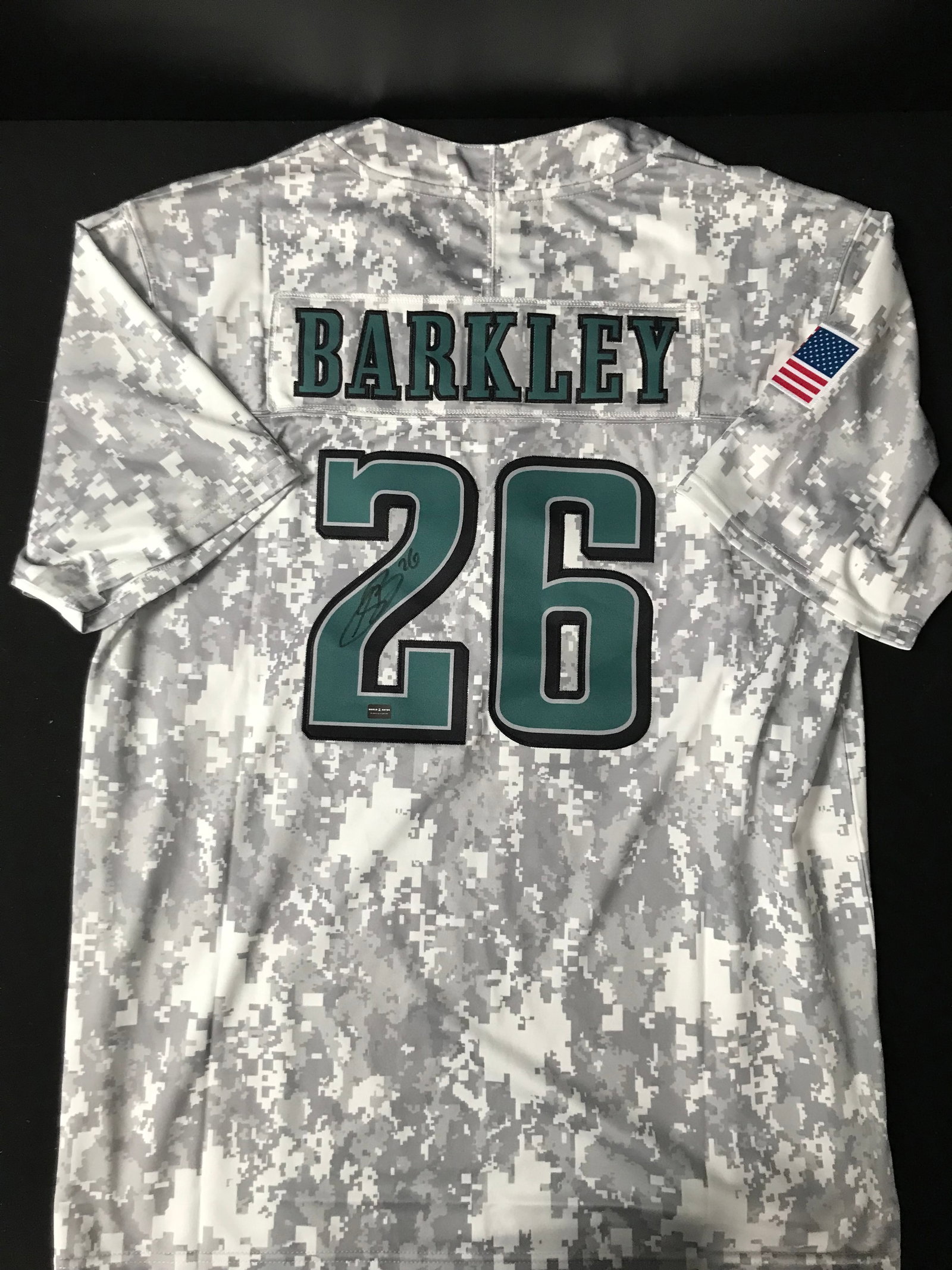 SAQUON BARKEY SIGNED PHILADELPHIA EAGLES SALUTE TO SERVICE JERSEY (WORLD AUTOS COA): Prices are in Canadian dollars