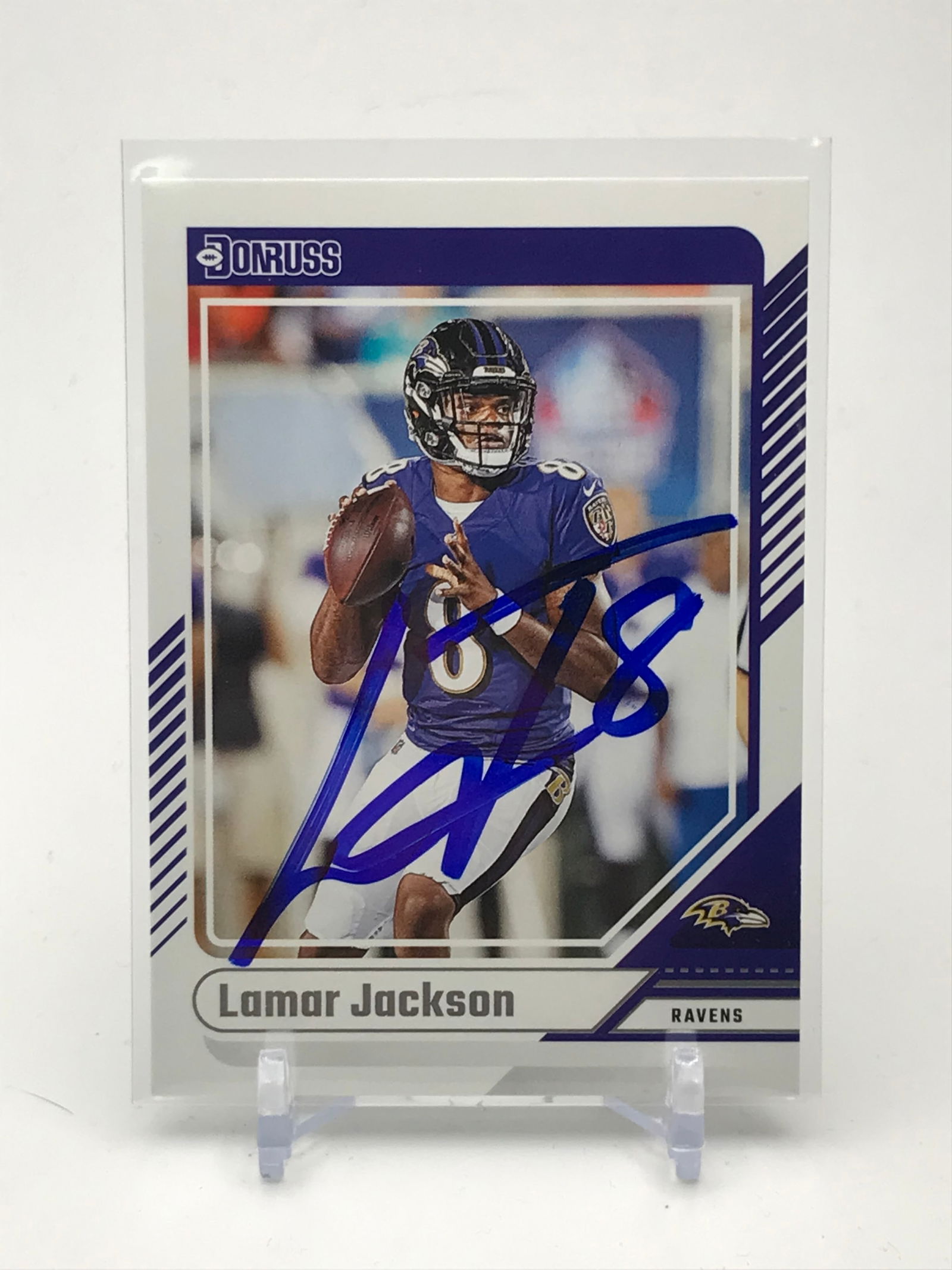 2024 LAMAR JACKSON SIGNED PANINI DONRUSS CARD NO. 130 (1 of 2)