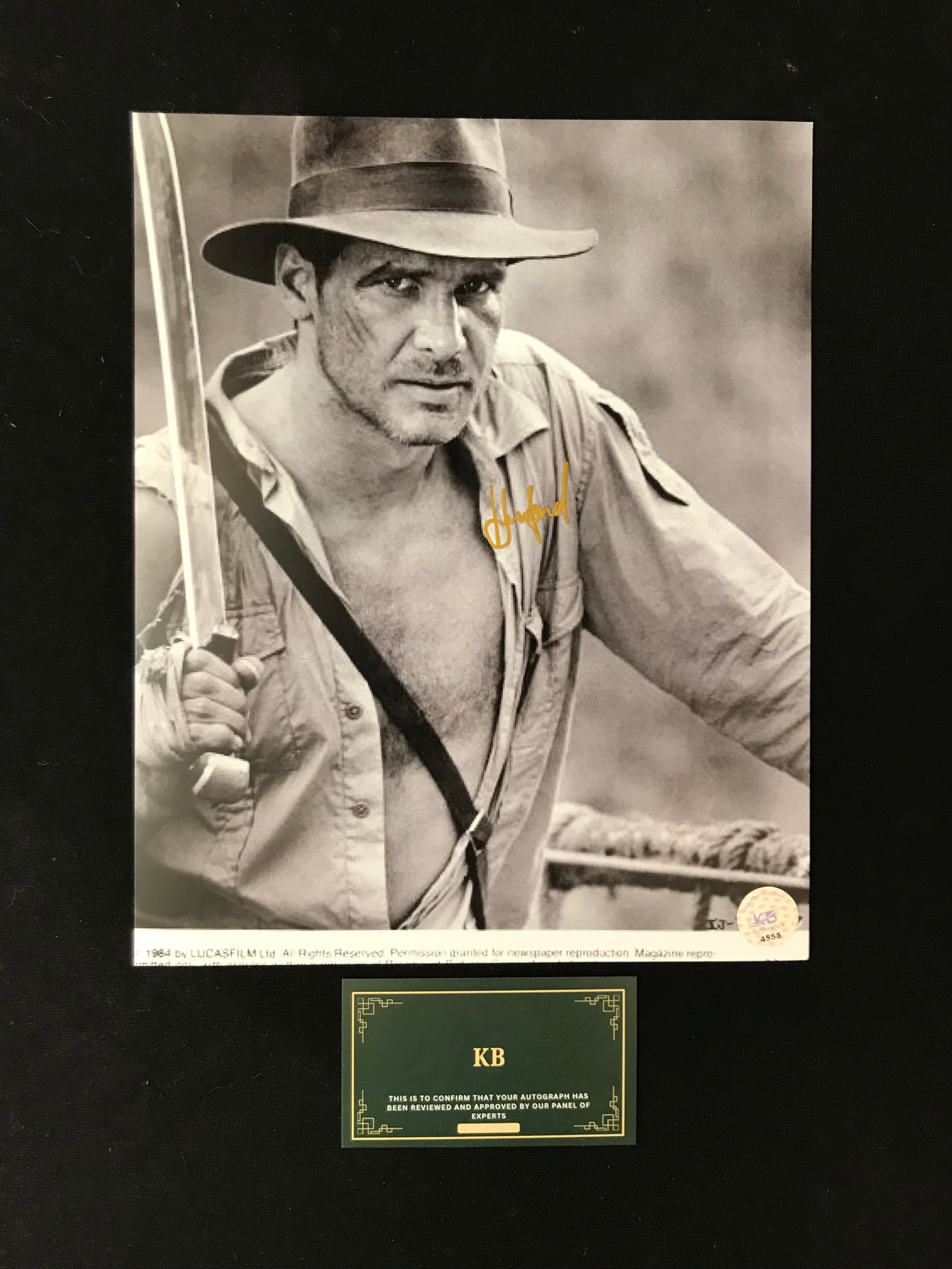 HARRISON FORD SIGNED "INDIANA JONES" 8X10 PHOTO (KB AUTHENTICS COA): Prices are in Canadian dollars