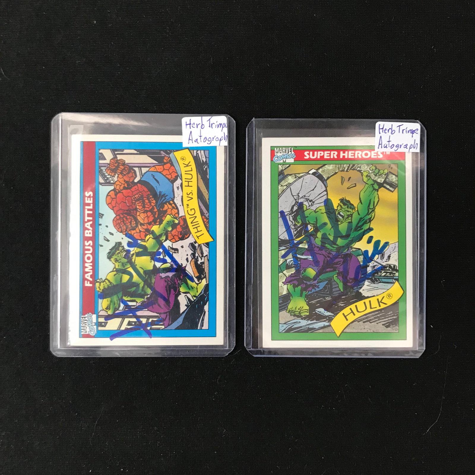LOT OF 2 HERB TRIMP SIGNED MARVEL CARDS: Prices are in Canadian dollars