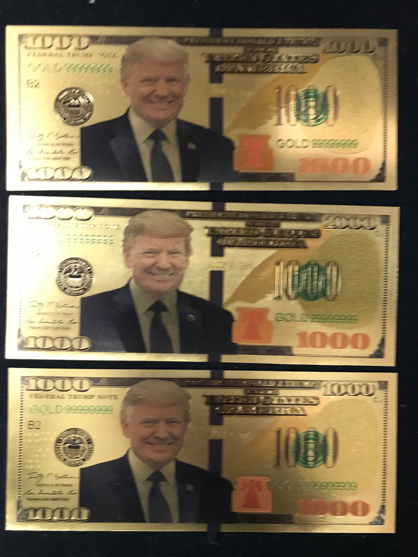 23KT GOLD LEAF $1000 USD BILLS FEATURING DONALD TRUMP (1 of 1)