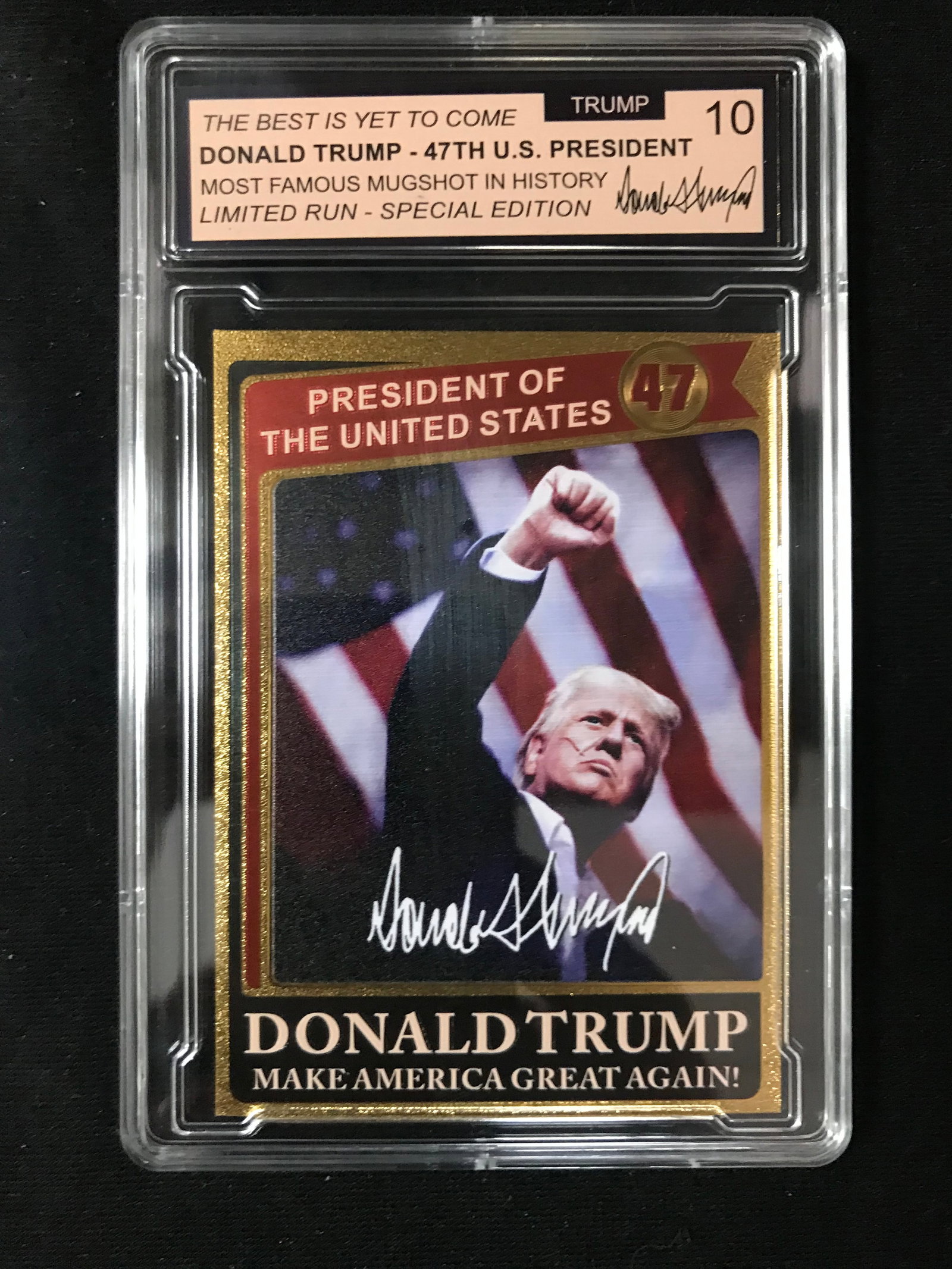 DONALD TRUMP SIGNED "MAKE AMERICA GREAT AGAIN" TRADING CARD (1): Prices are in Canadian dollars