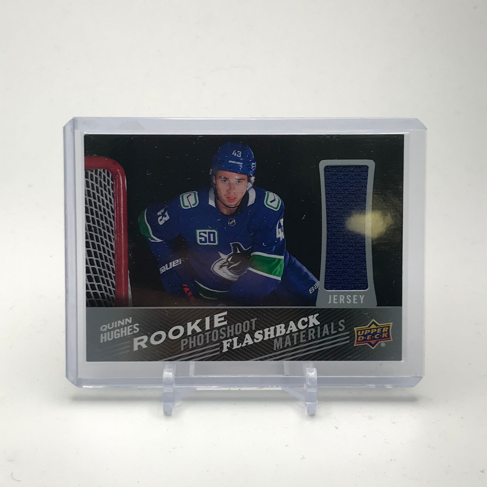 2019-20 QUINN HUGHES UPPER DECK ROOKIE GAME MATERIALS CARD (1 of 2)