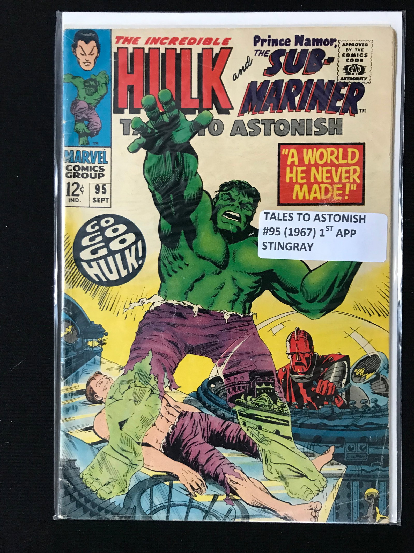 MARVEL COMICS NO.95 TALES TO ASTONISH THE INCREDIBLE HULK AND THE SUB MARINER: Prices are in Canadian dollars