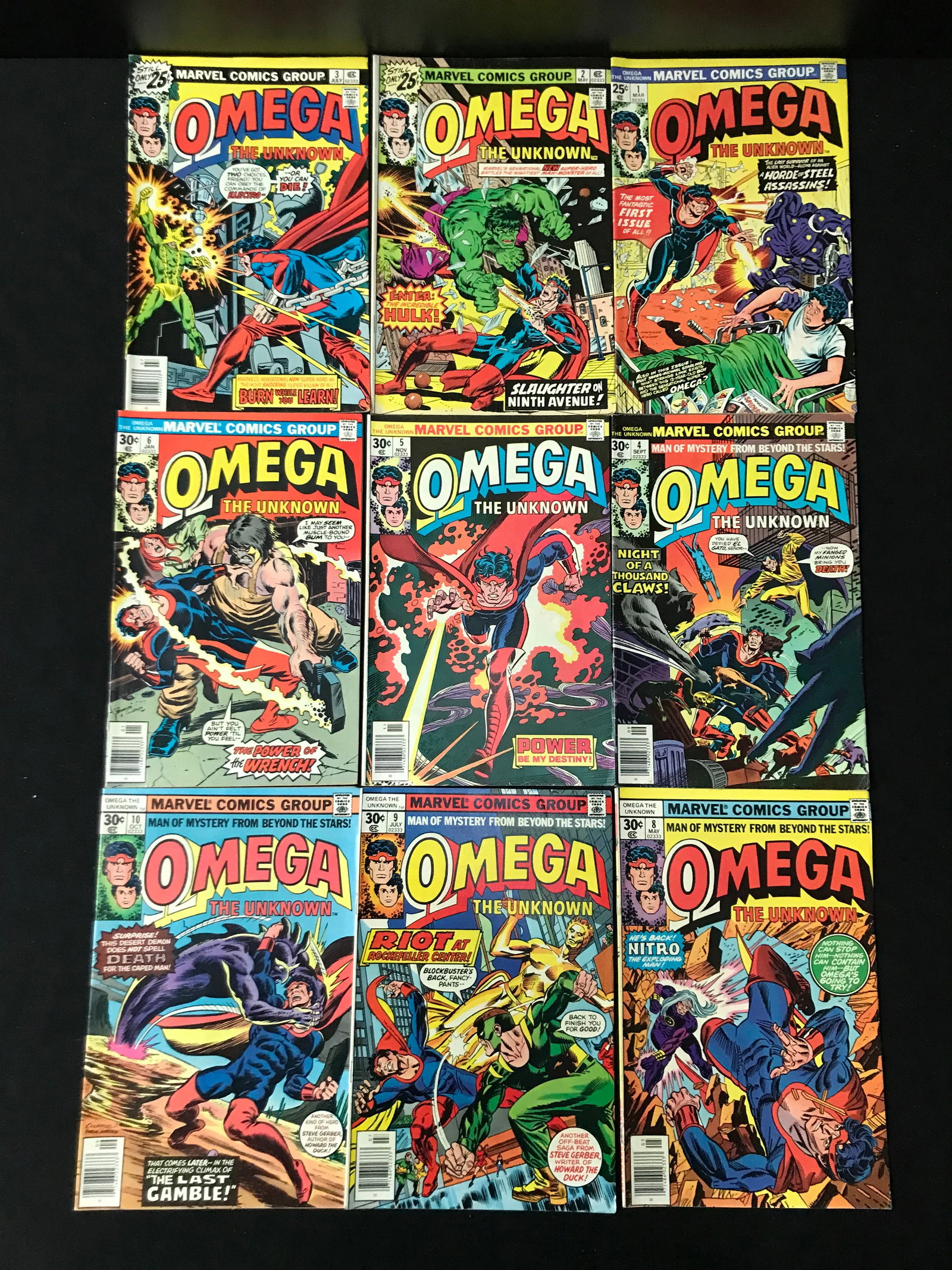 LOT OF 9 OMEGA COMICS (MARVEL COMICS): Prices are in Canadian dollars