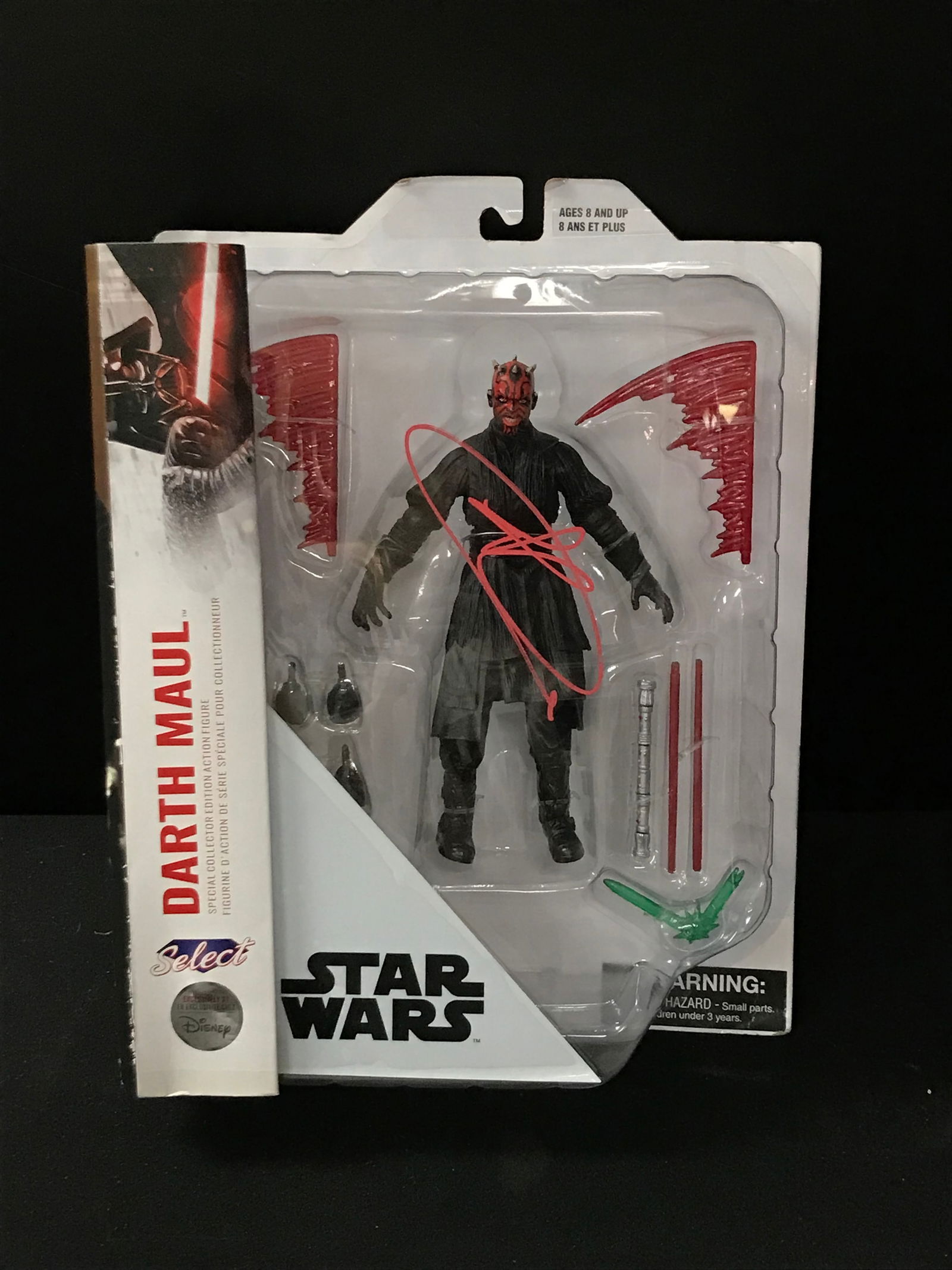 RAY PARK SIGNED ON CARD DARTH MAUL FIGURE WWOC COA (1 of 1)