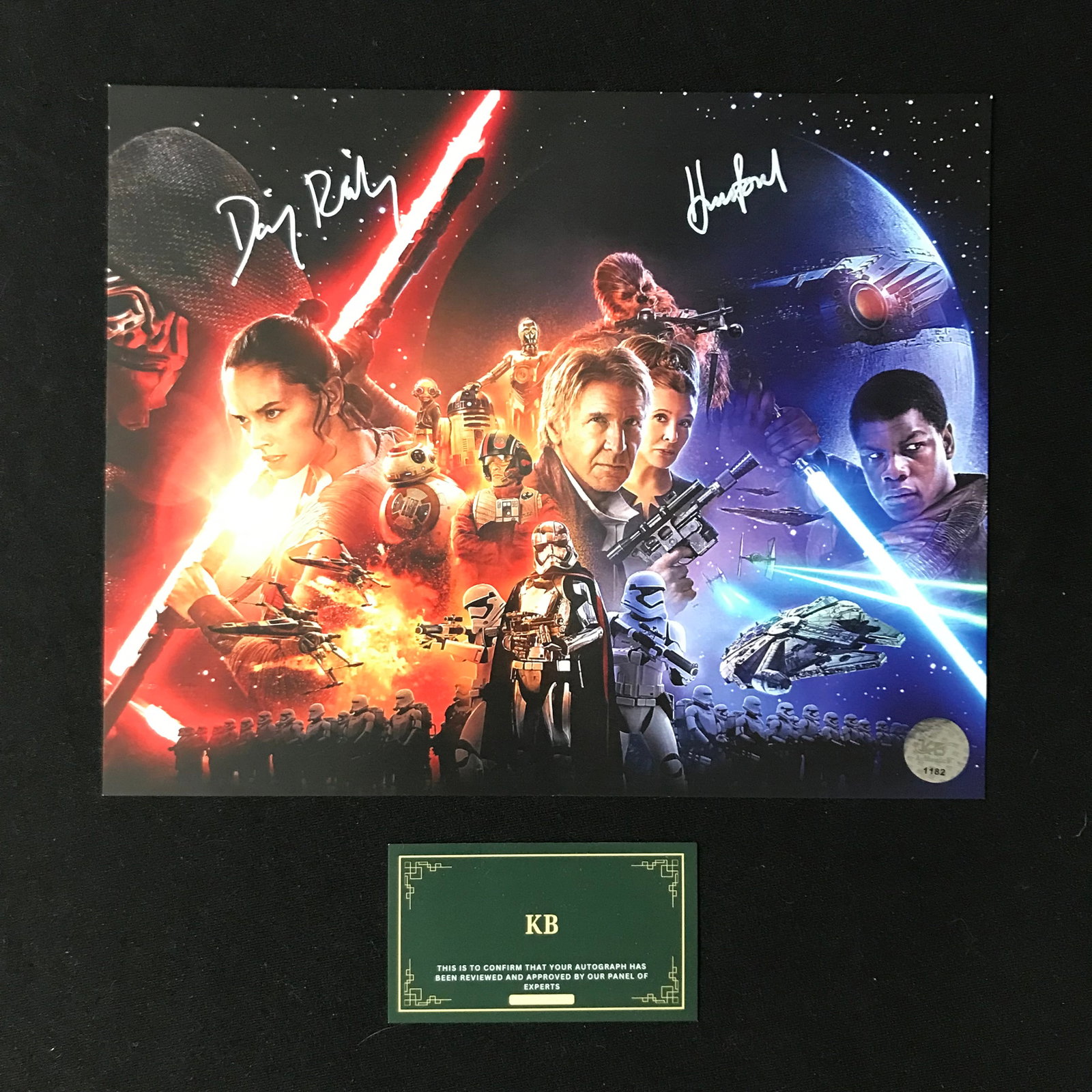 HARRISON FORD AND DAISY RIDLEY SIGNED STAR WARS 8 X 10 (KB AUTHENTICS COA) (1 of 1)